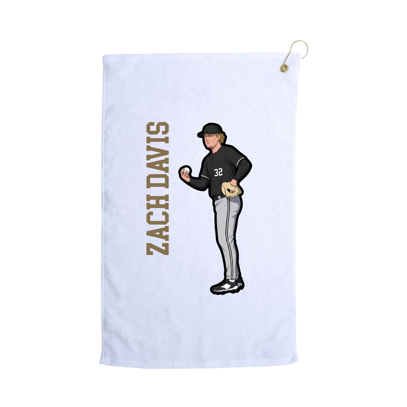 Golf Towel — Name Vertical in White