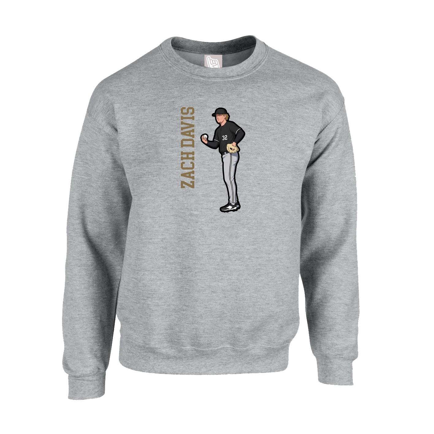 Fleece Crew — Name Vertical in Grey