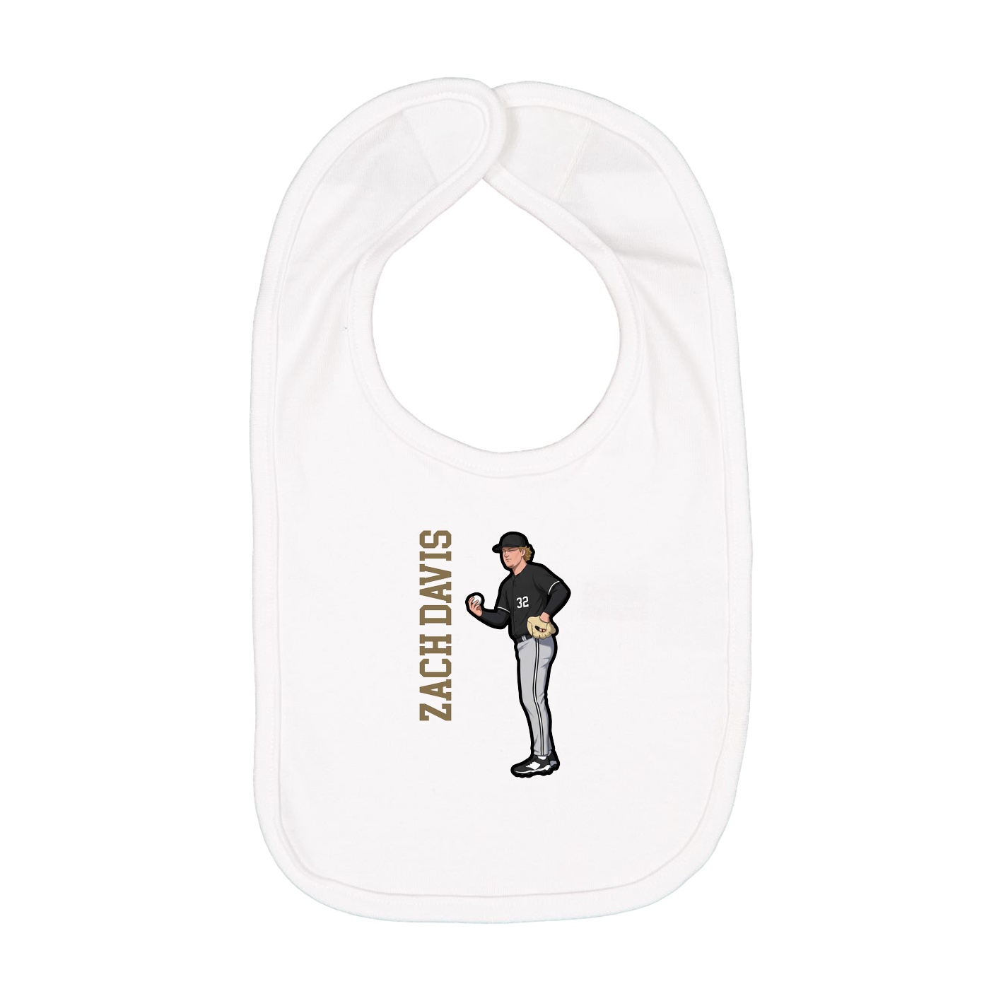 Infant Bib — Name Vertical in White