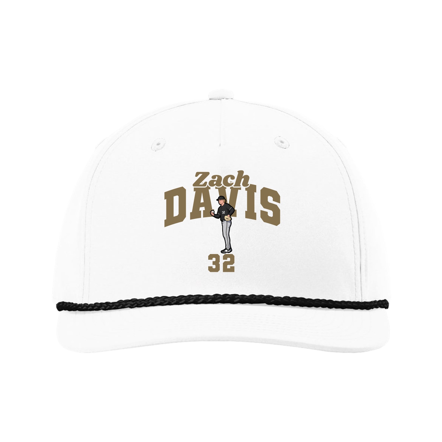Five-Panel Classic Rope Cap — Signature Arch in White