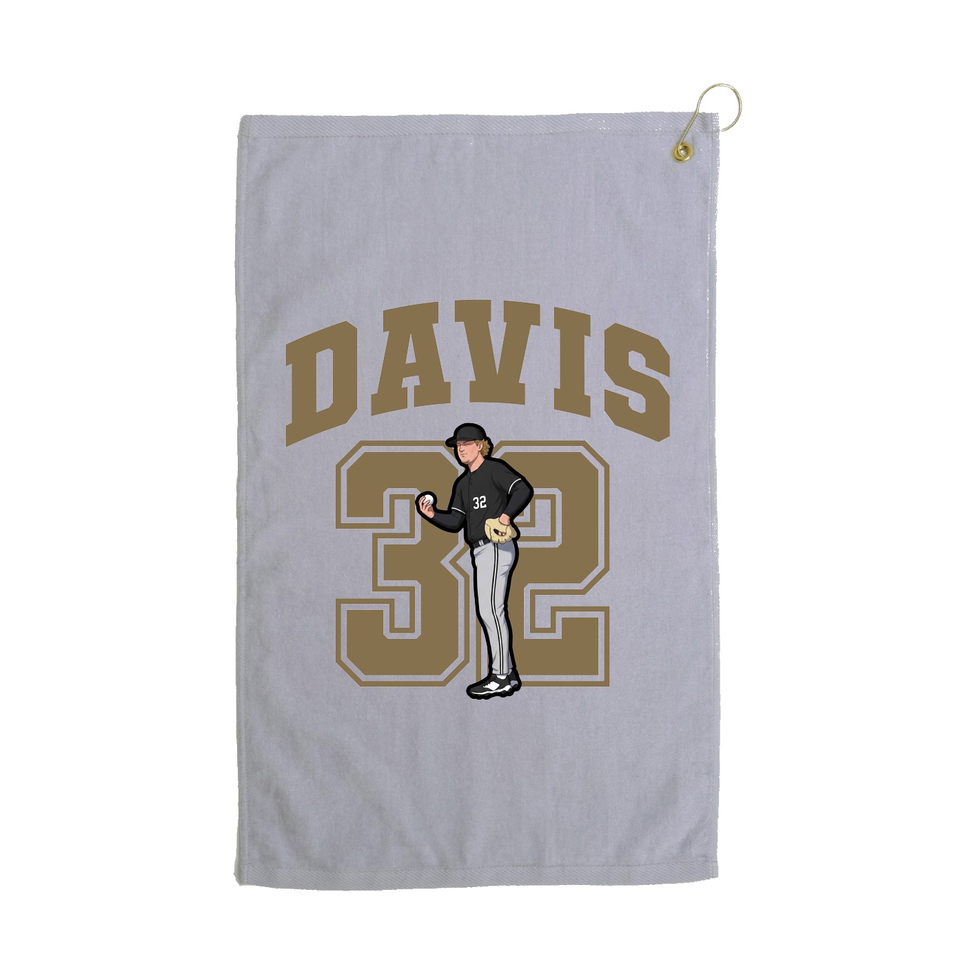 Golf Towel — Number in Grey