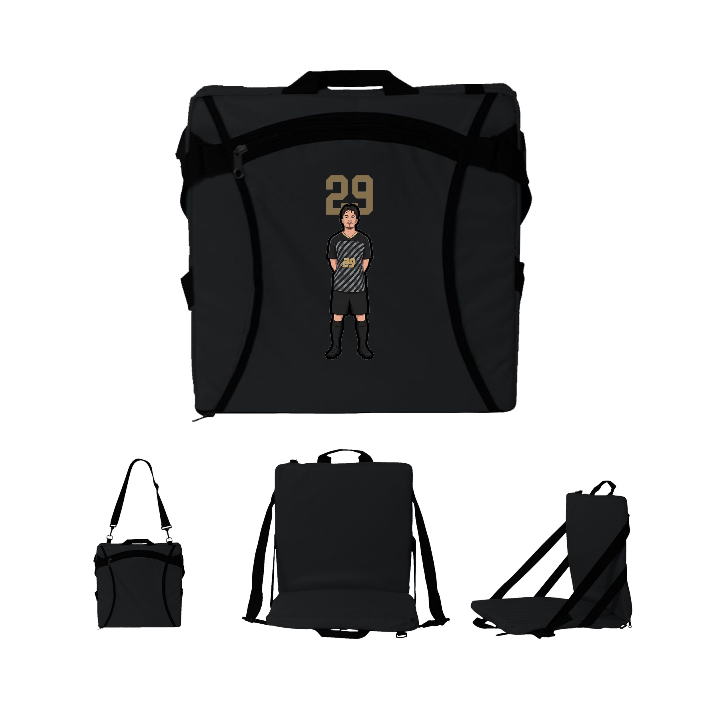 Folding Stadium Seat — Number Top in Black