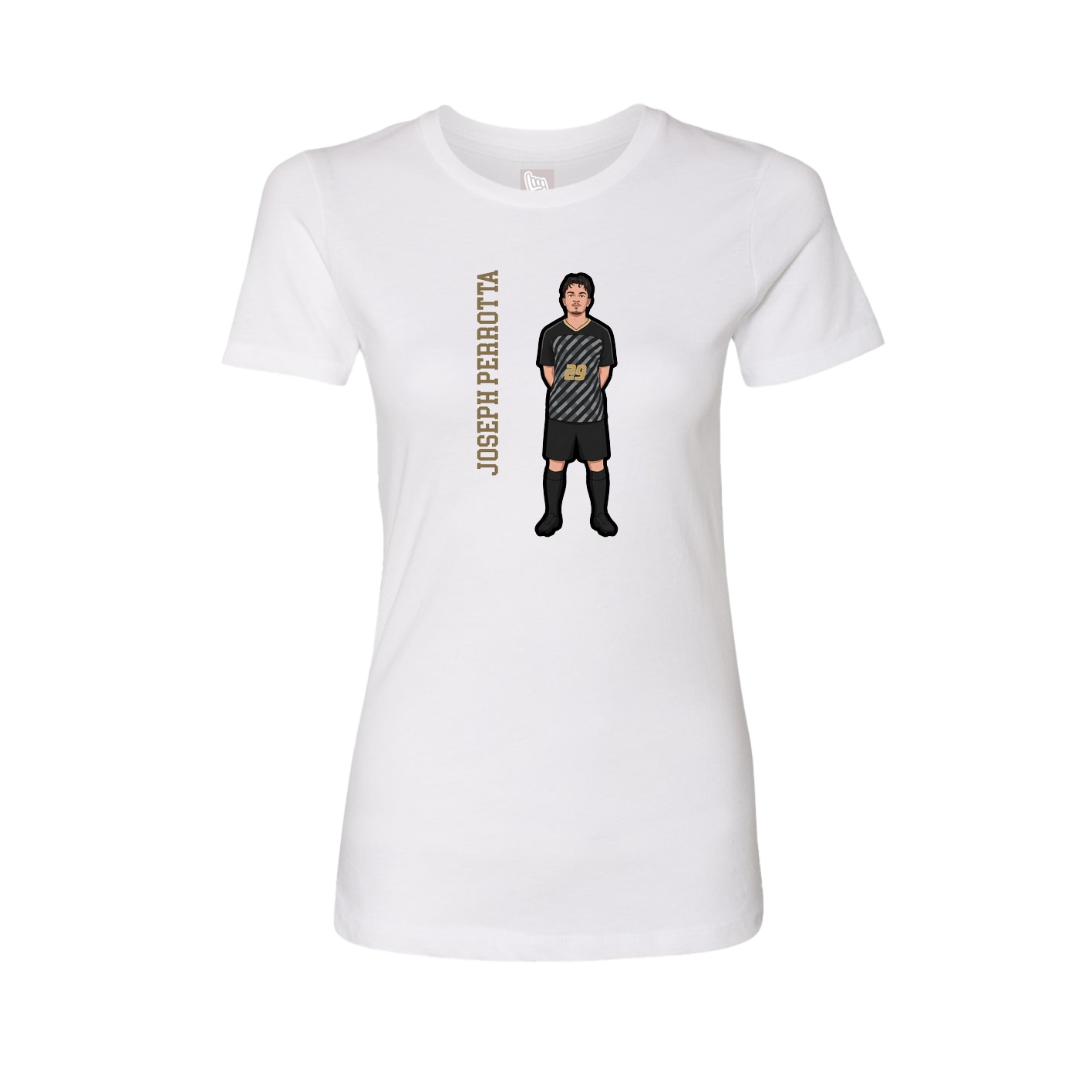 Fitted Women's Tee — Name Vertical in White