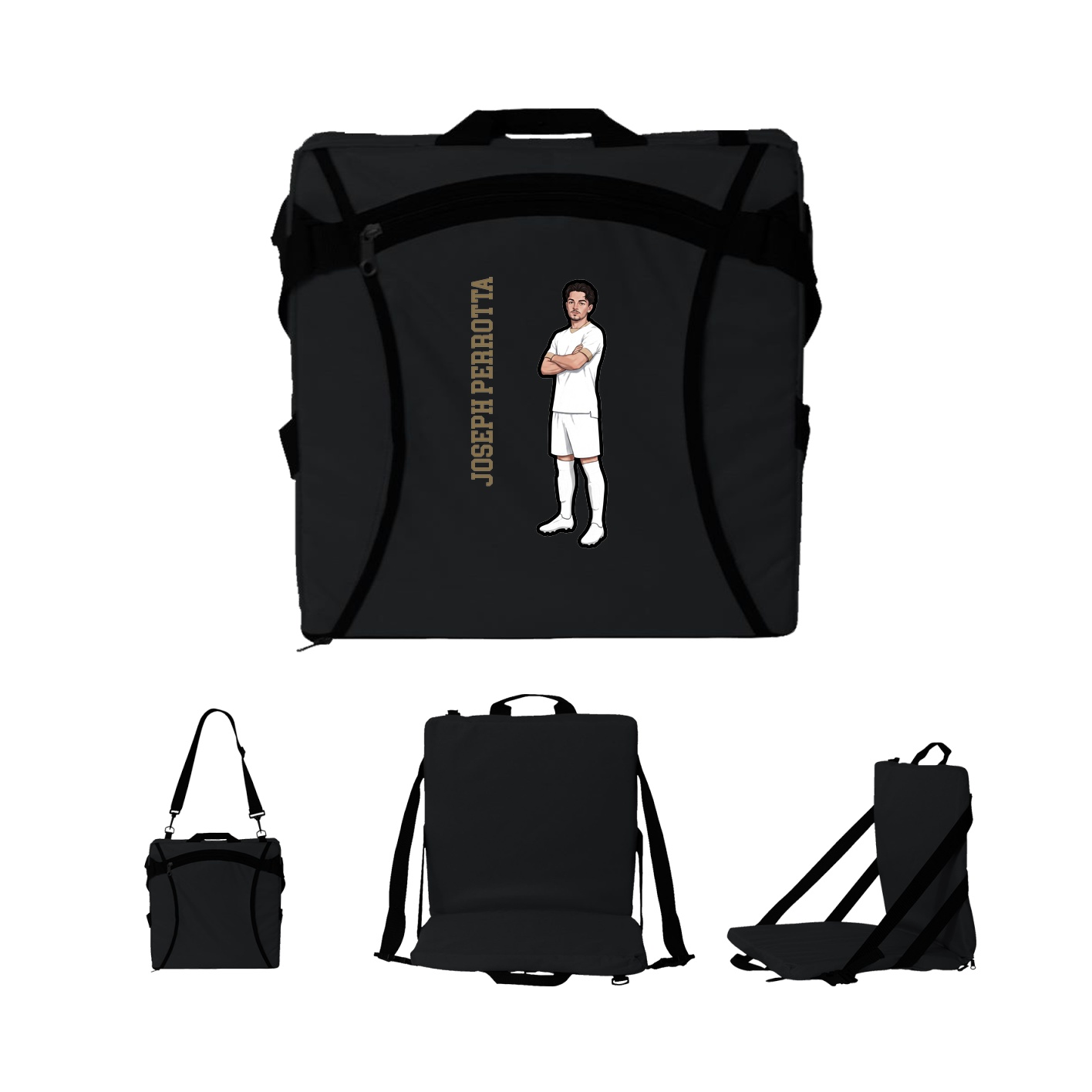 Folding Stadium Seat — Name Vertical in Black