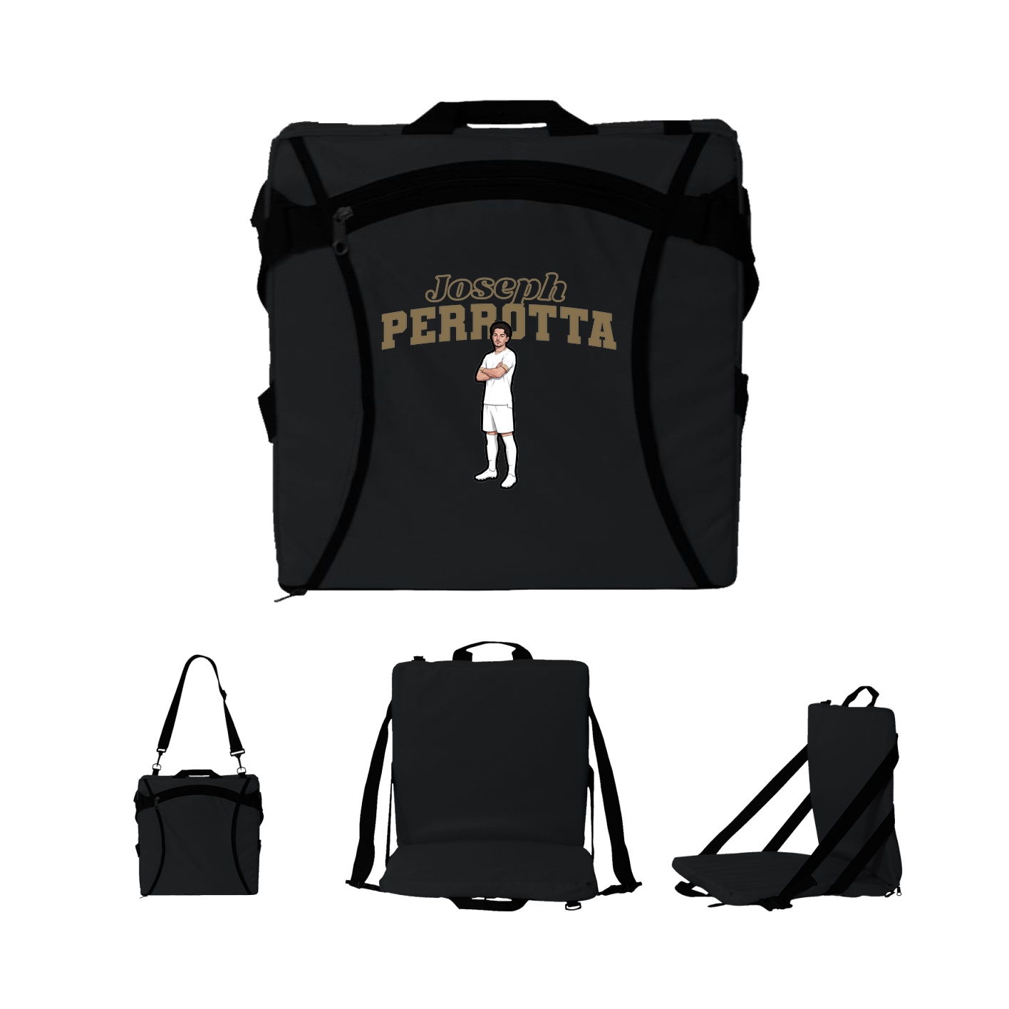 Folding Stadium Seat — Name Arch in Black