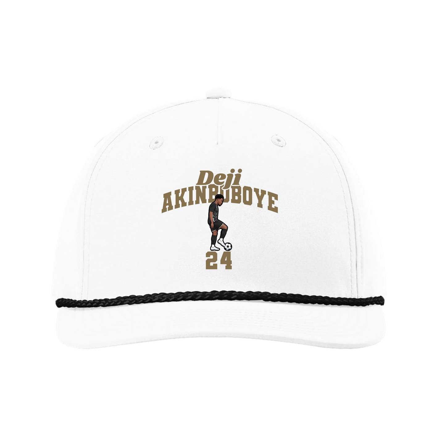 Five-Panel Classic Rope Cap — Signature Arch in White