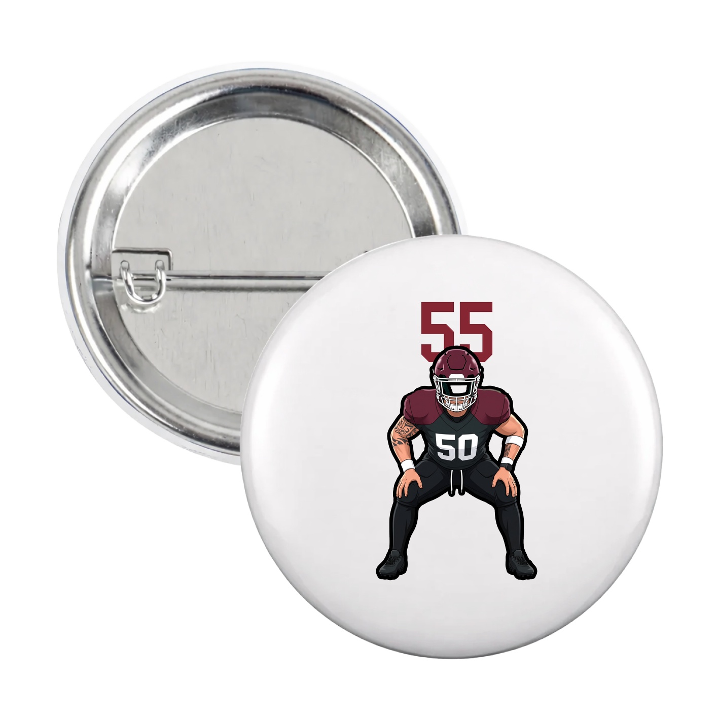 Game Day Button — Number Top in White