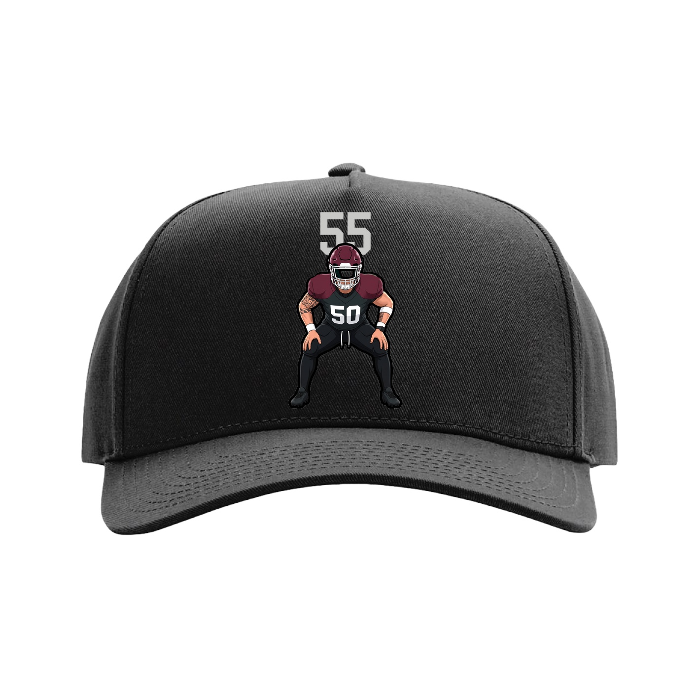Full Fabric Five-Panel Champ Cap — Number Top in Black