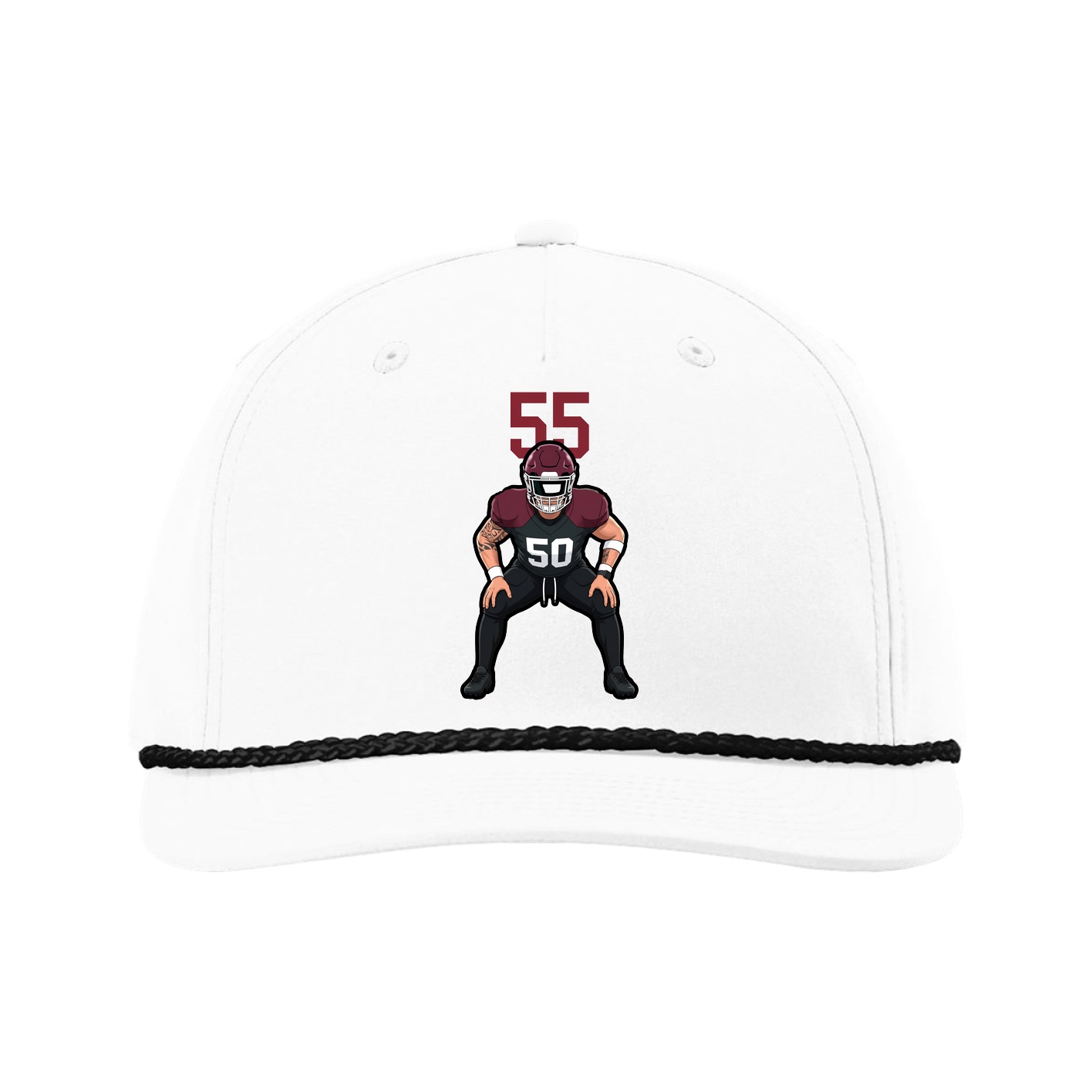 Five-Panel Classic Rope Cap — Number Top in White