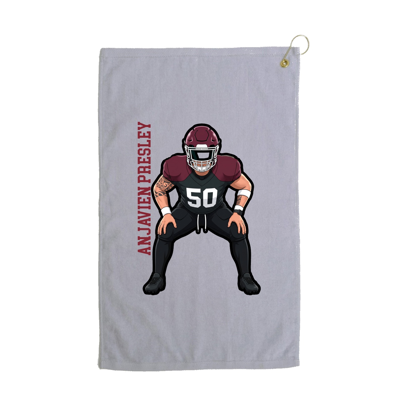 Golf Towel — Name Vertical in Grey