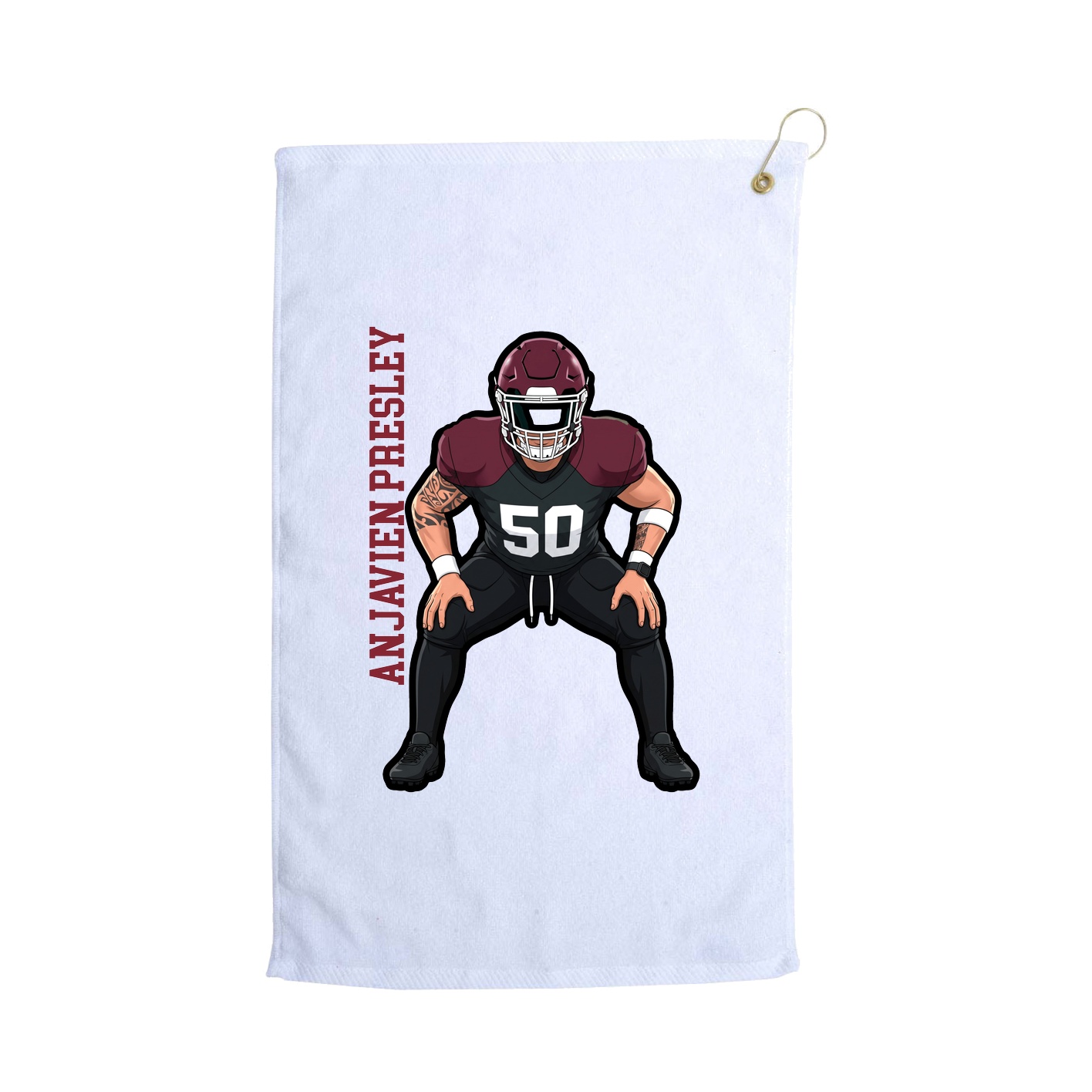 Golf Towel — Name Vertical in White