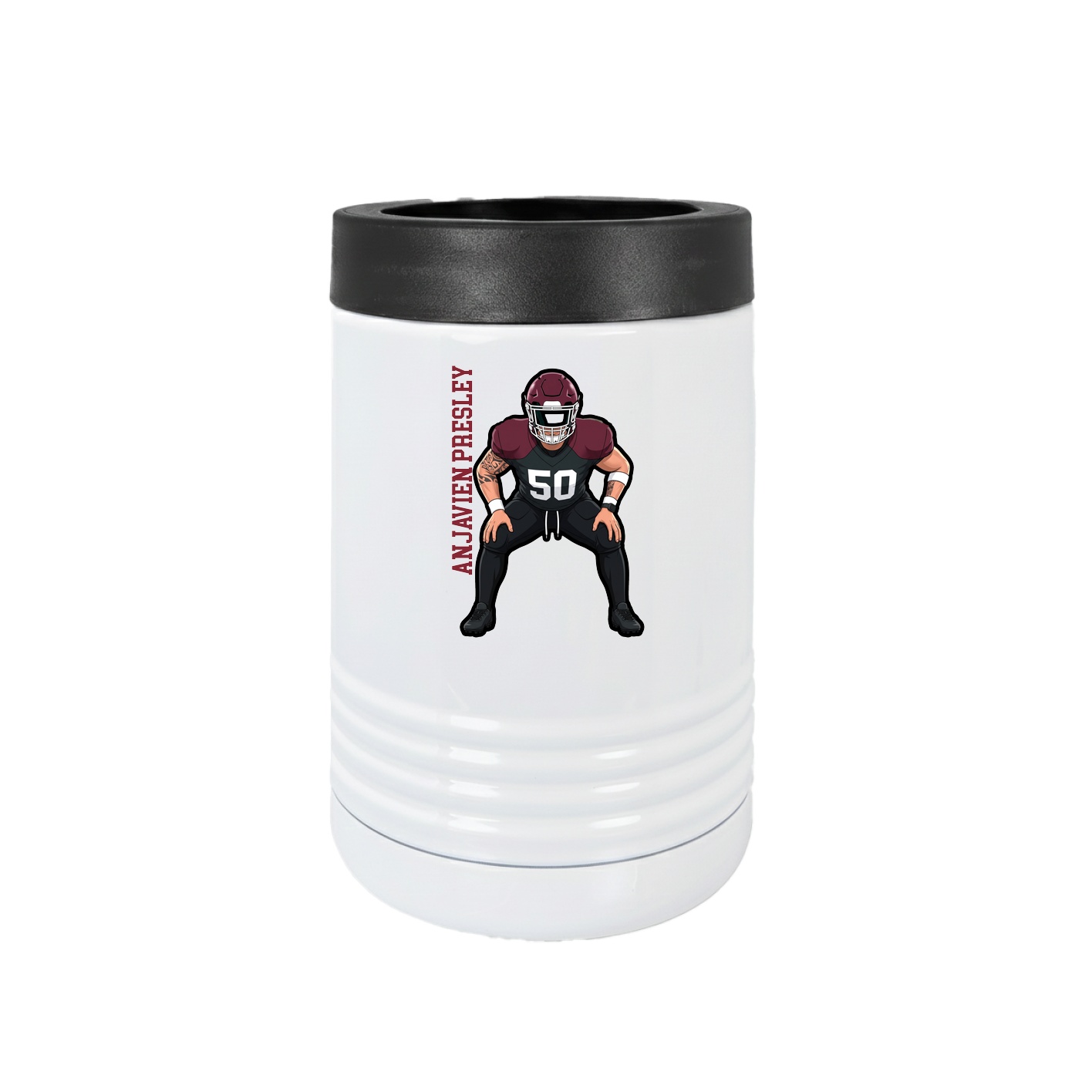 Beverage Holder — Name Vertical in White