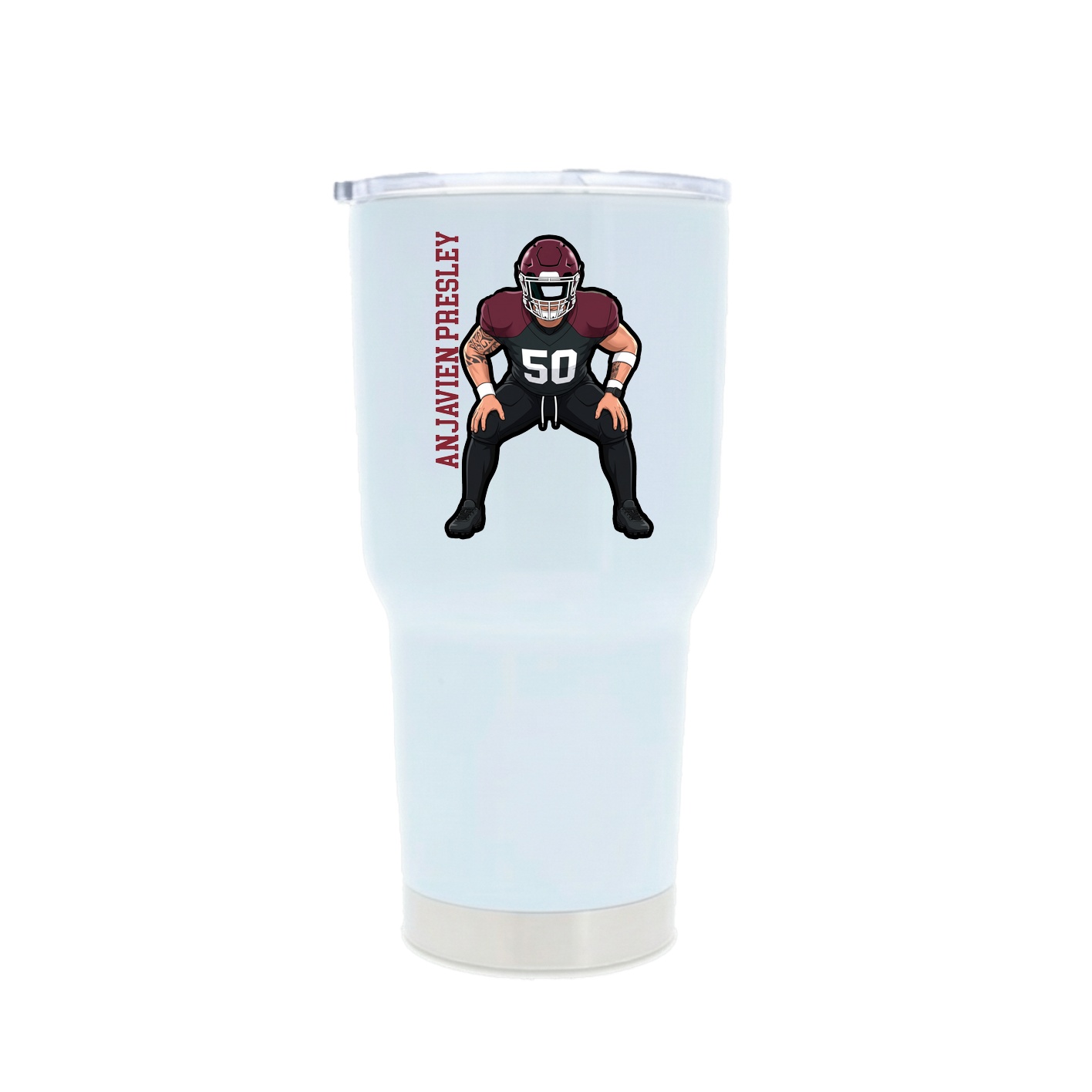 30oz Stainless Steel Tumbler — Name Vertical in White