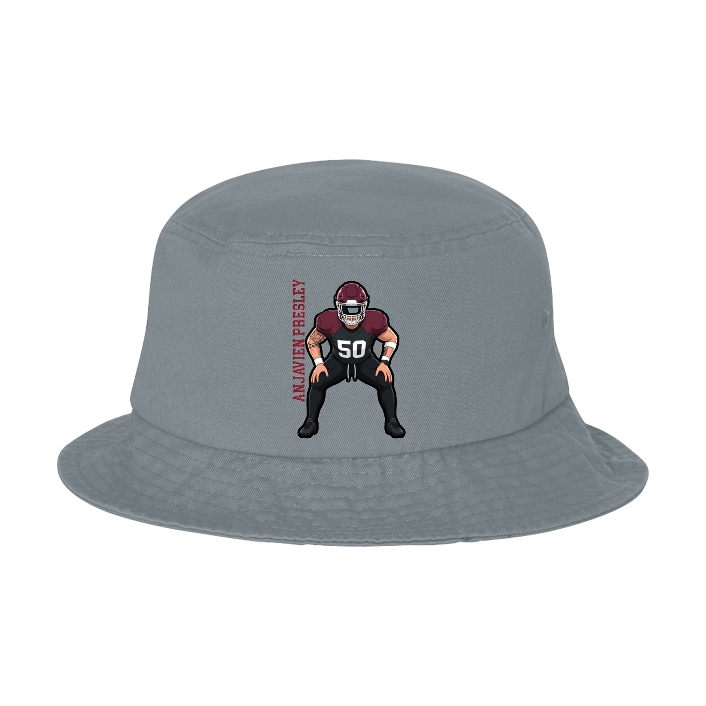 Bucket Cap — Name Vertical in Grey