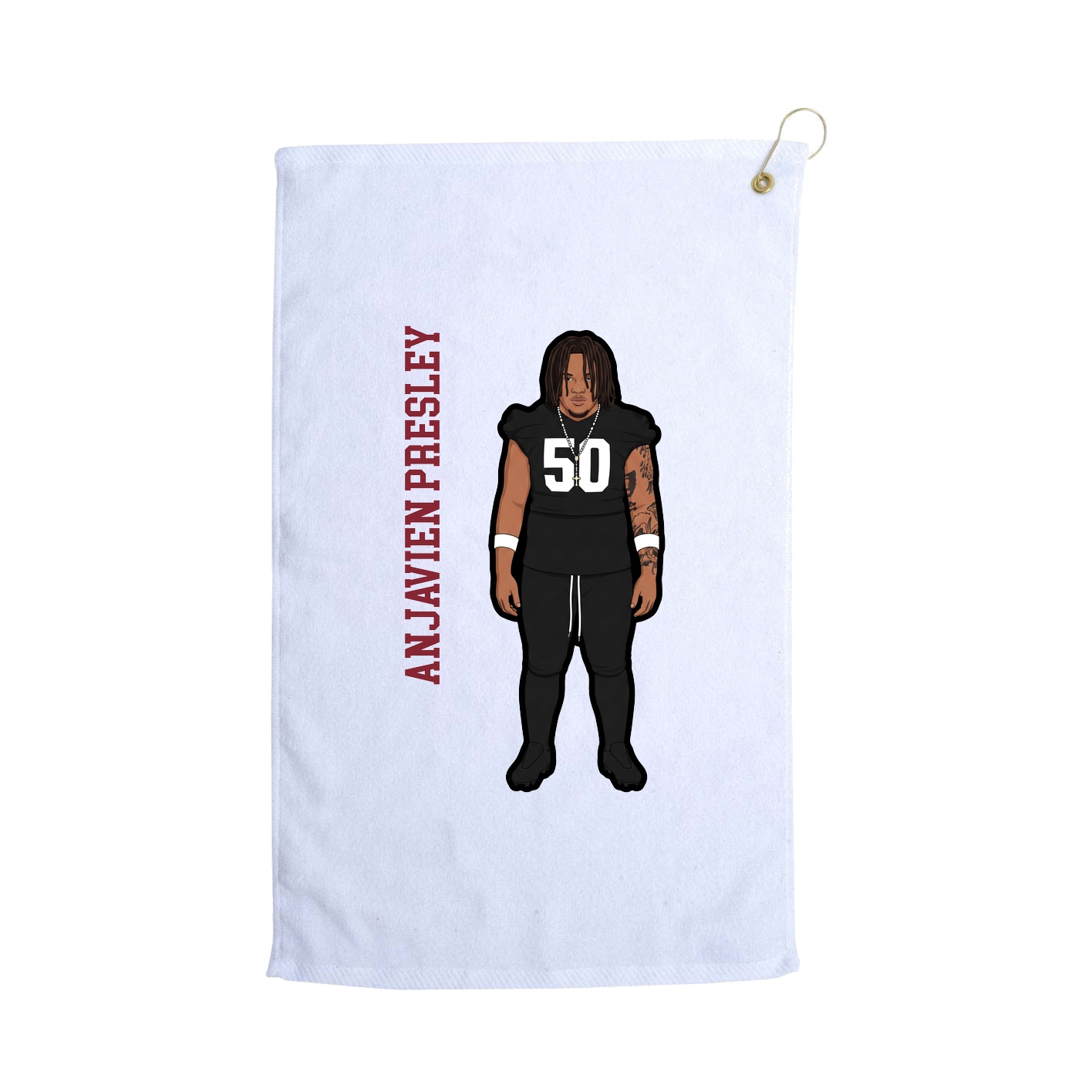 Golf Towel — Name Vertical in White