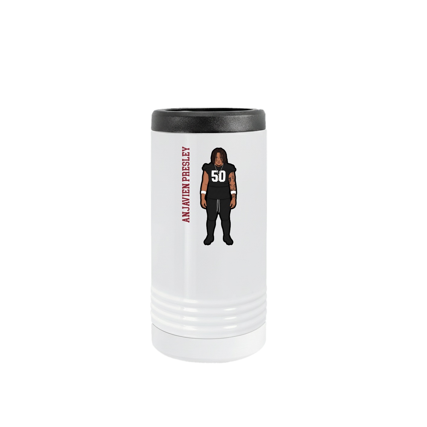 Slim Beverage Holder — Name Vertical in White