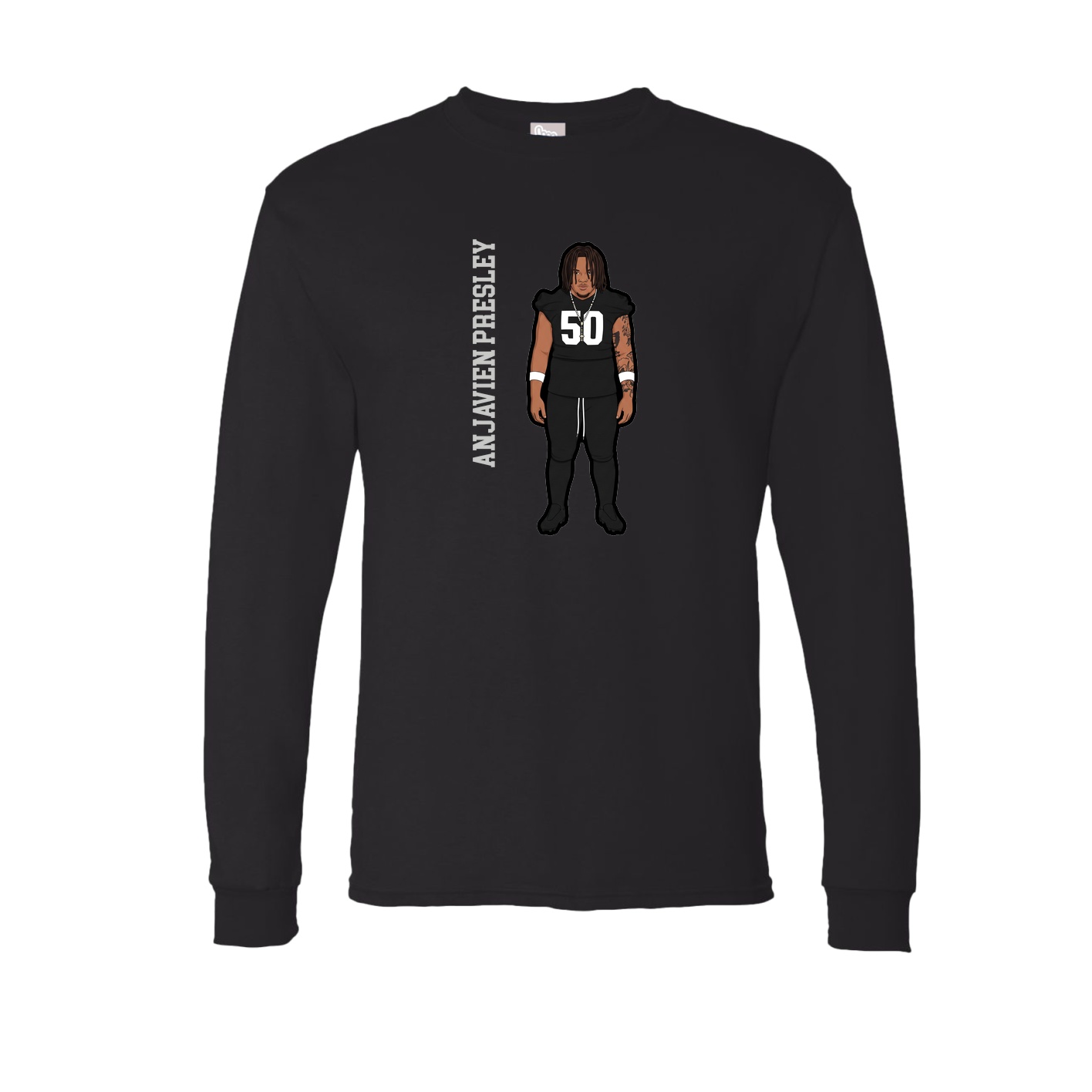 Long Sleeve Tee — Name Vertical in Black