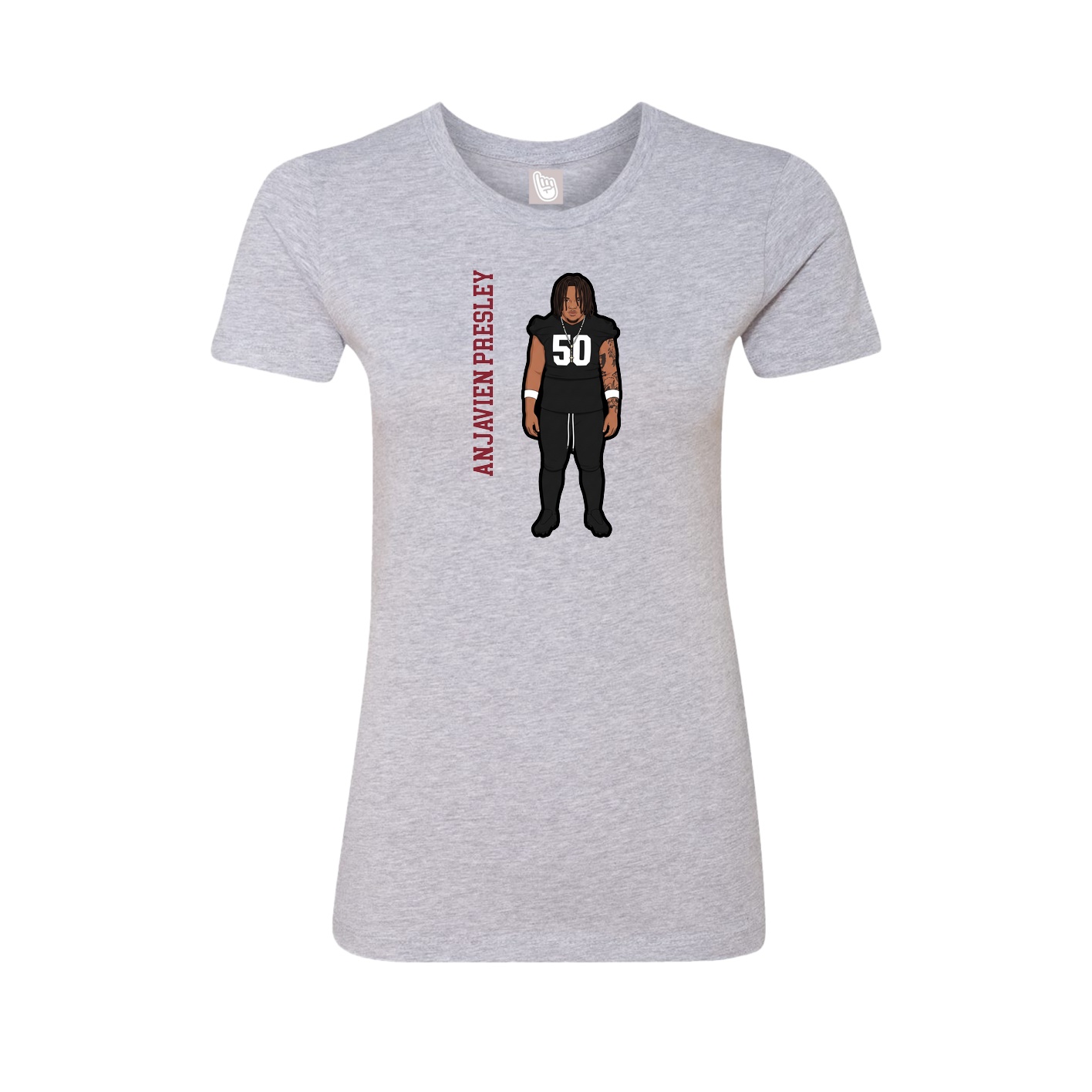 Womens Tee — Name Vertical in Grey