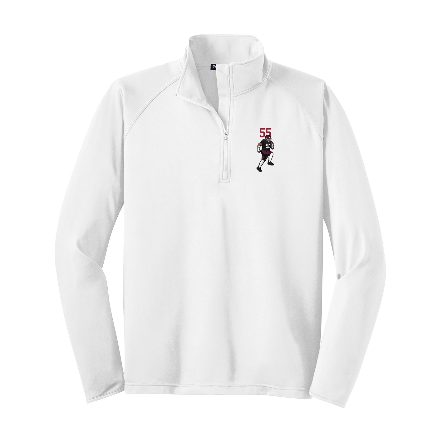 Q-Zip Pullover — Number Top in White