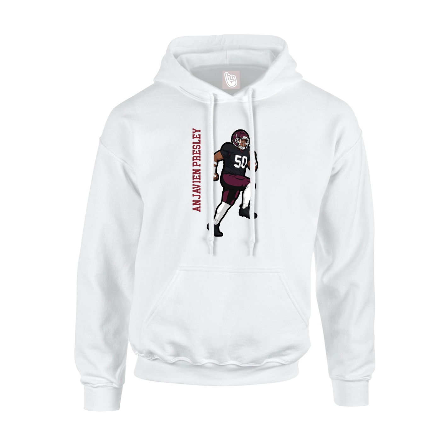 Youth Hoodie — Name Vertical in White