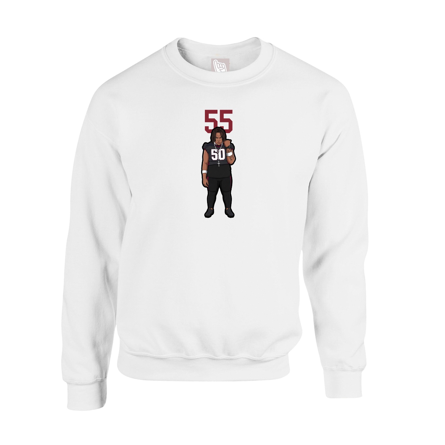 Fleece Crew — Number Top in White