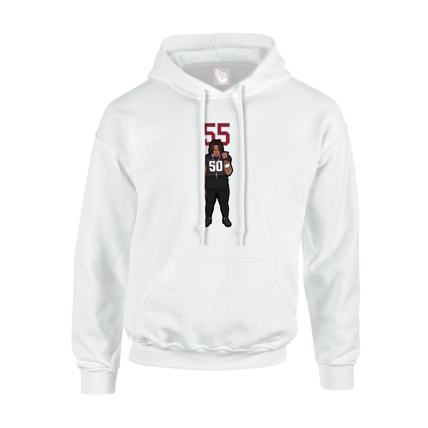 Youth Hoodie — Number Top in White