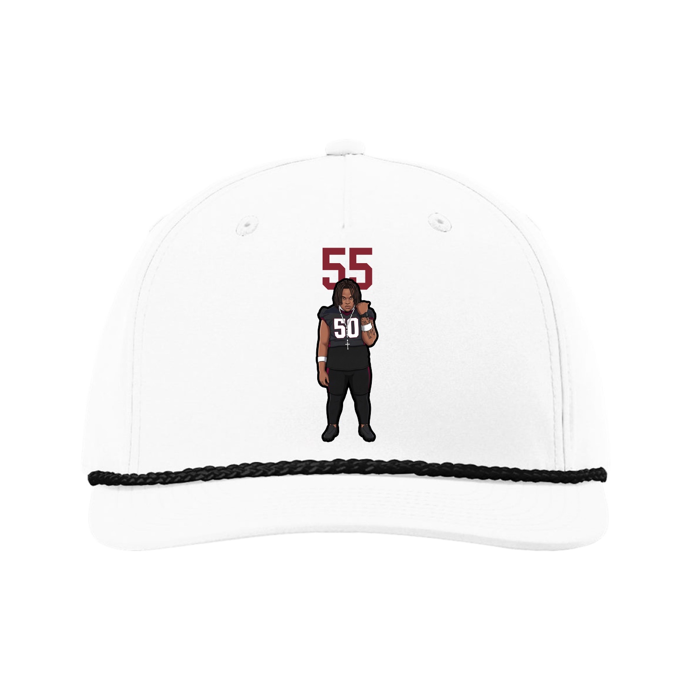 Five-Panel Classic Rope Cap — Number Top in White