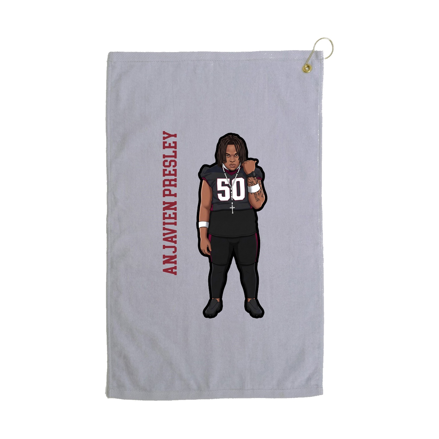 Golf Towel — Name Vertical in Grey