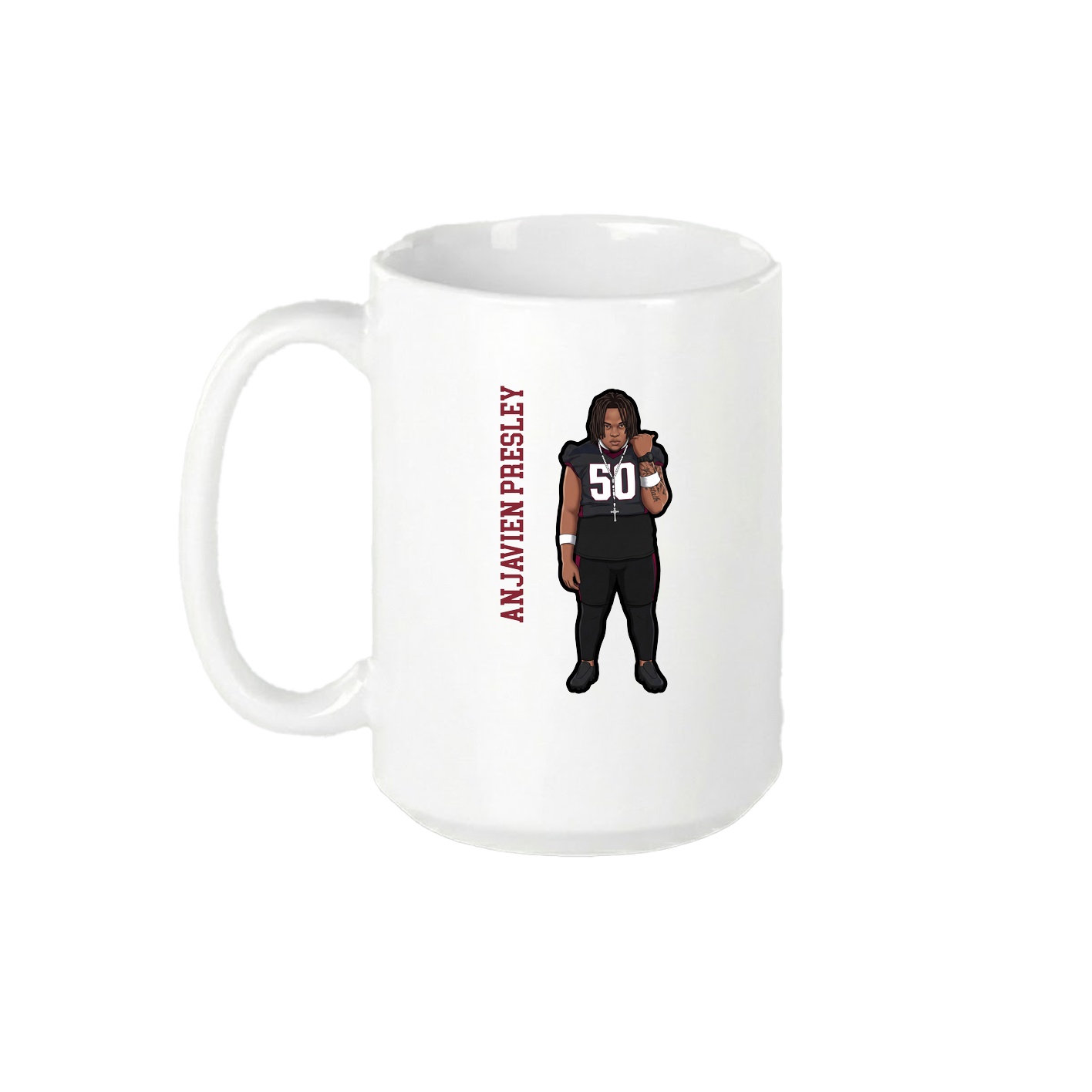 15oz Coffee Mug — Name Vertical in White
