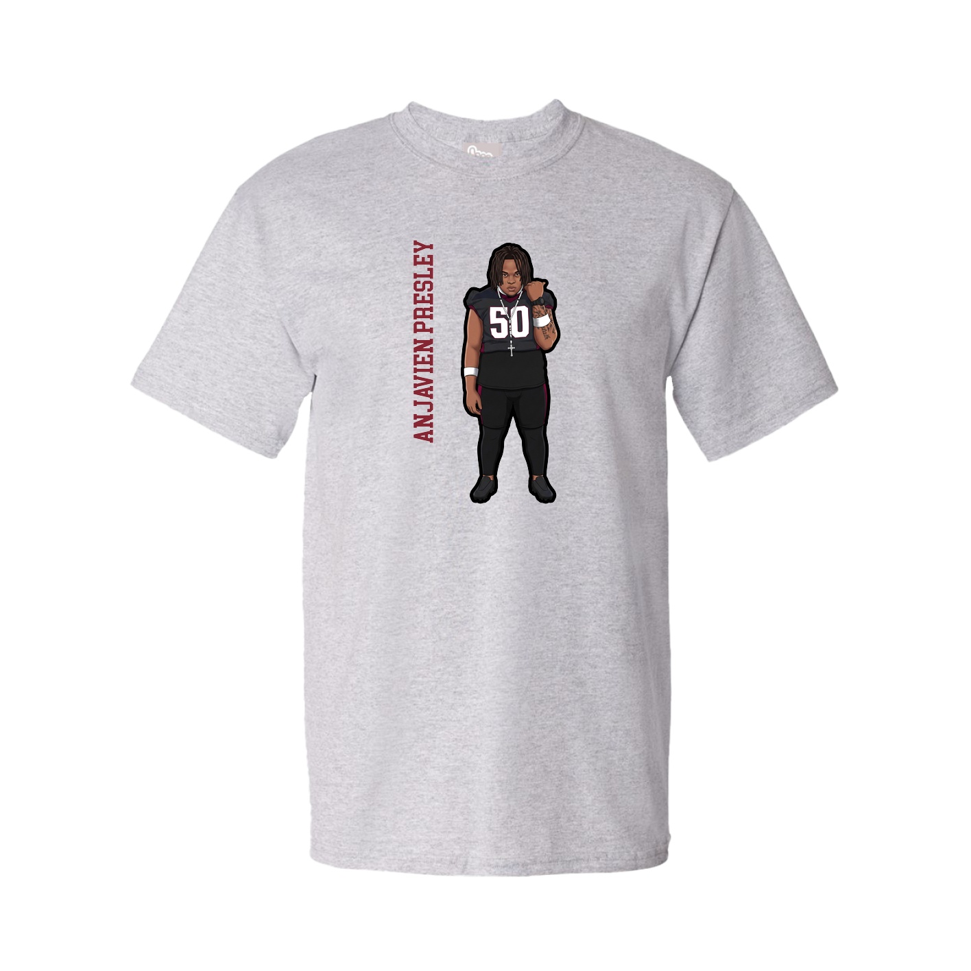 Youth Tee — Name Vertical in Grey