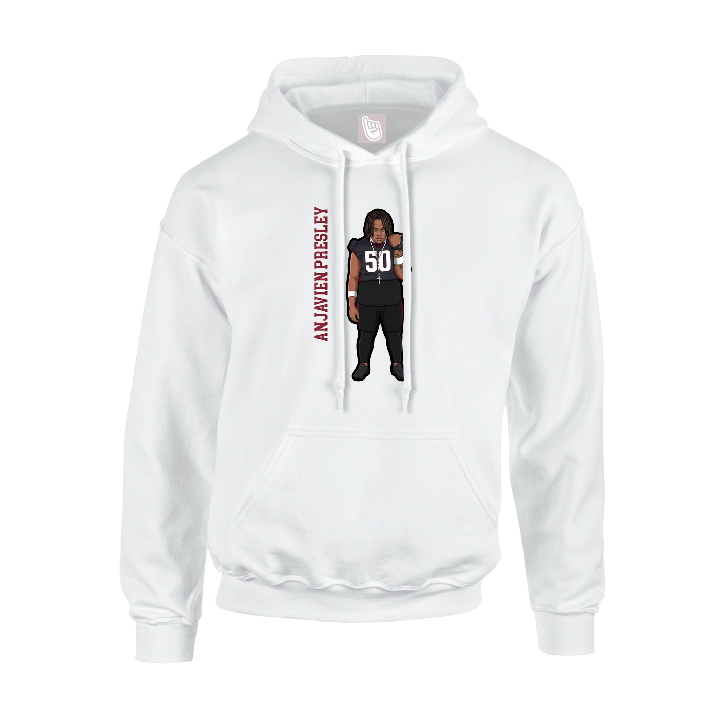 Hoodie — Name Vertical in White