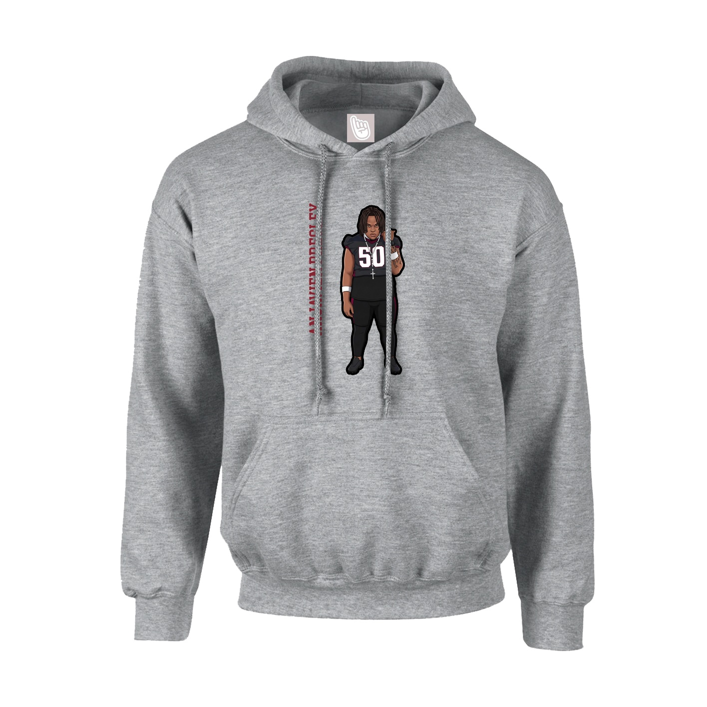 Youth Hoodie — Name Vertical in Grey