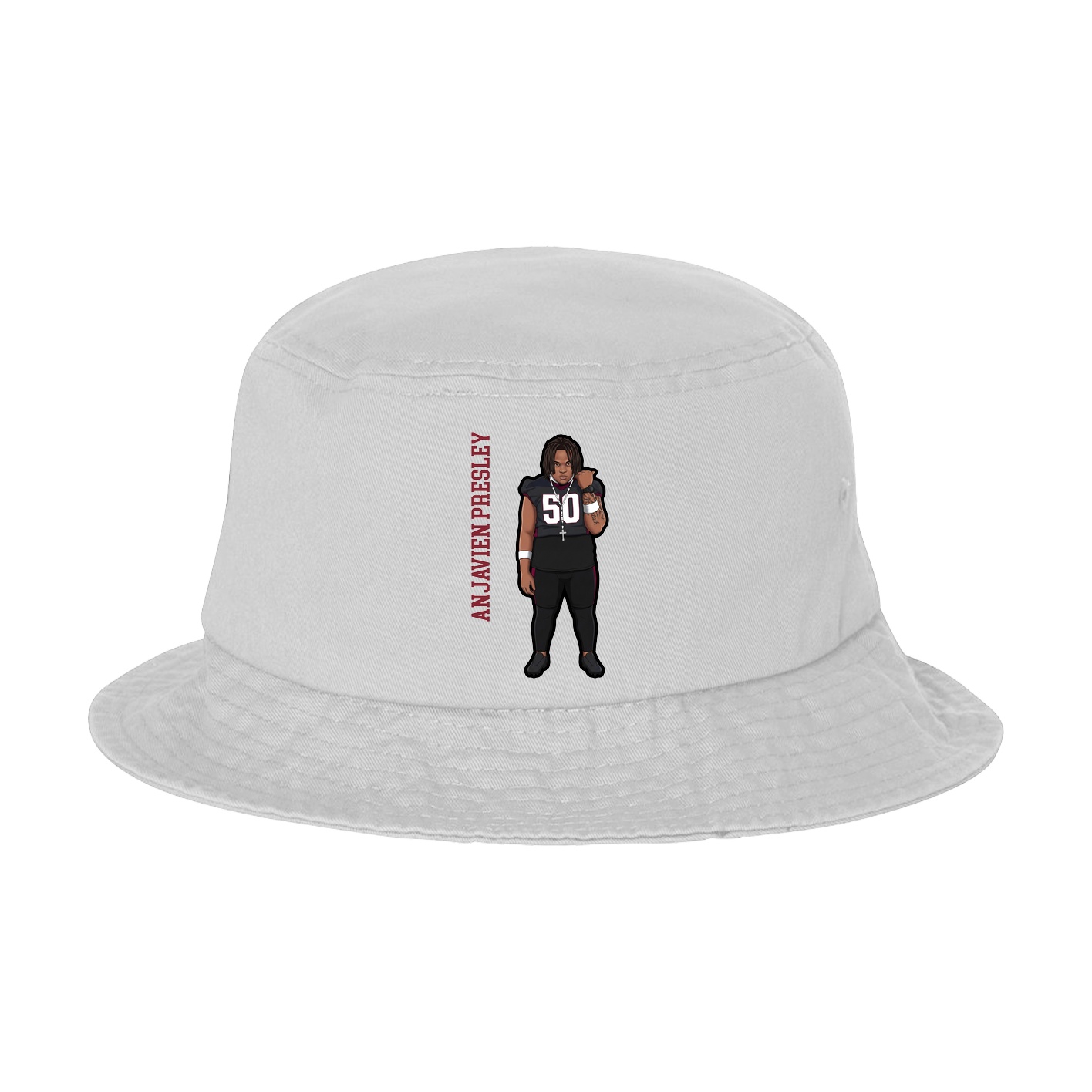 Bucket Cap — Name Vertical in White
