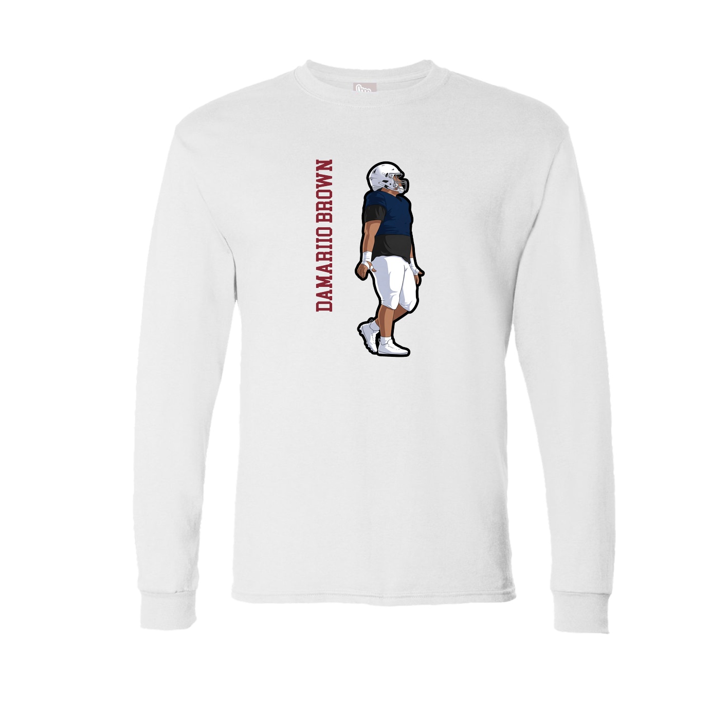 Long Sleeve Tee — Name Vertical in White