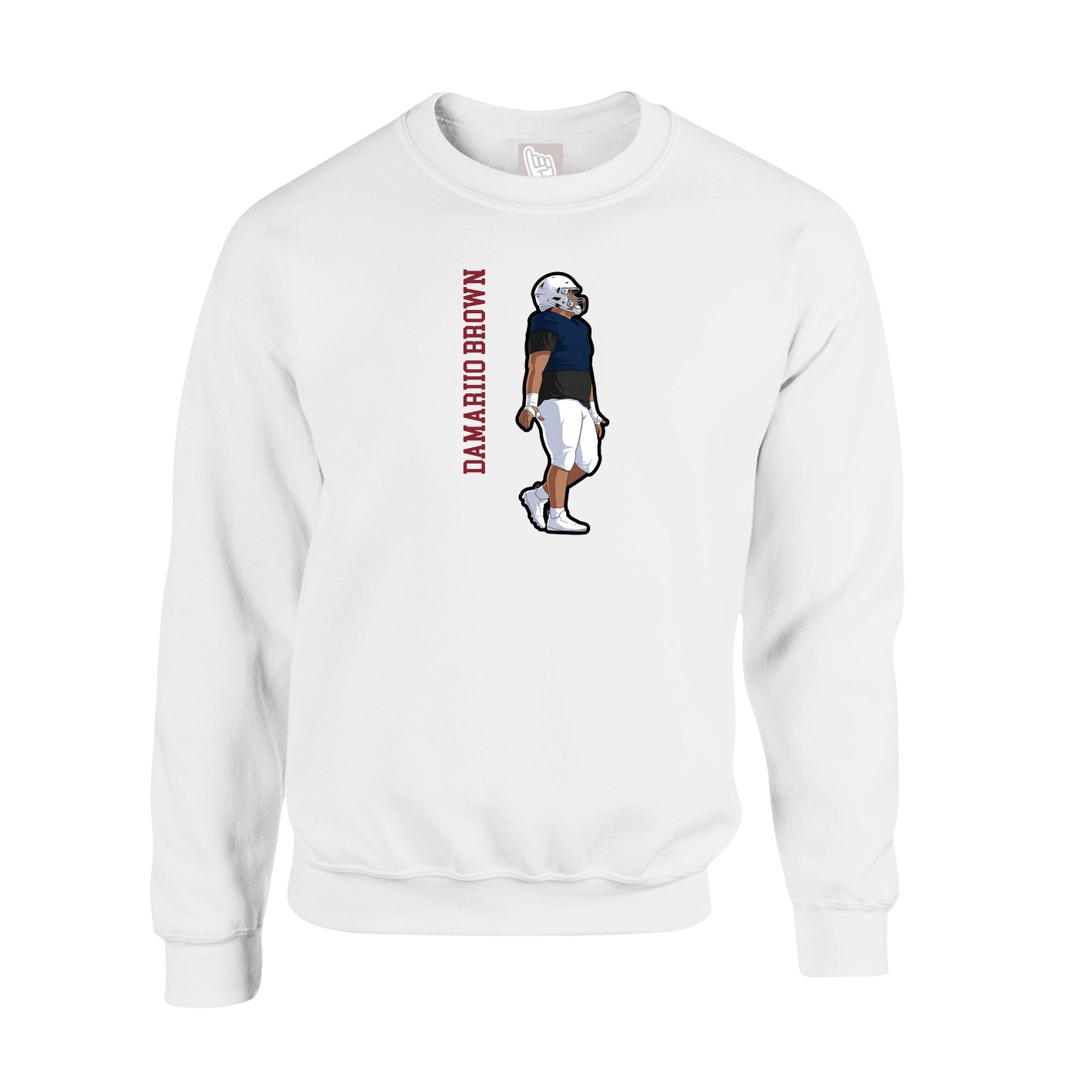 Fleece Crew — Name Vertical in White