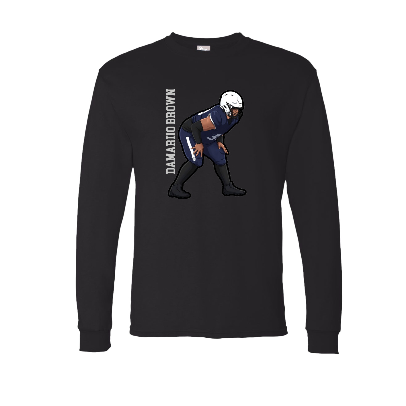 Long Sleeve Tee — Name Vertical in Black