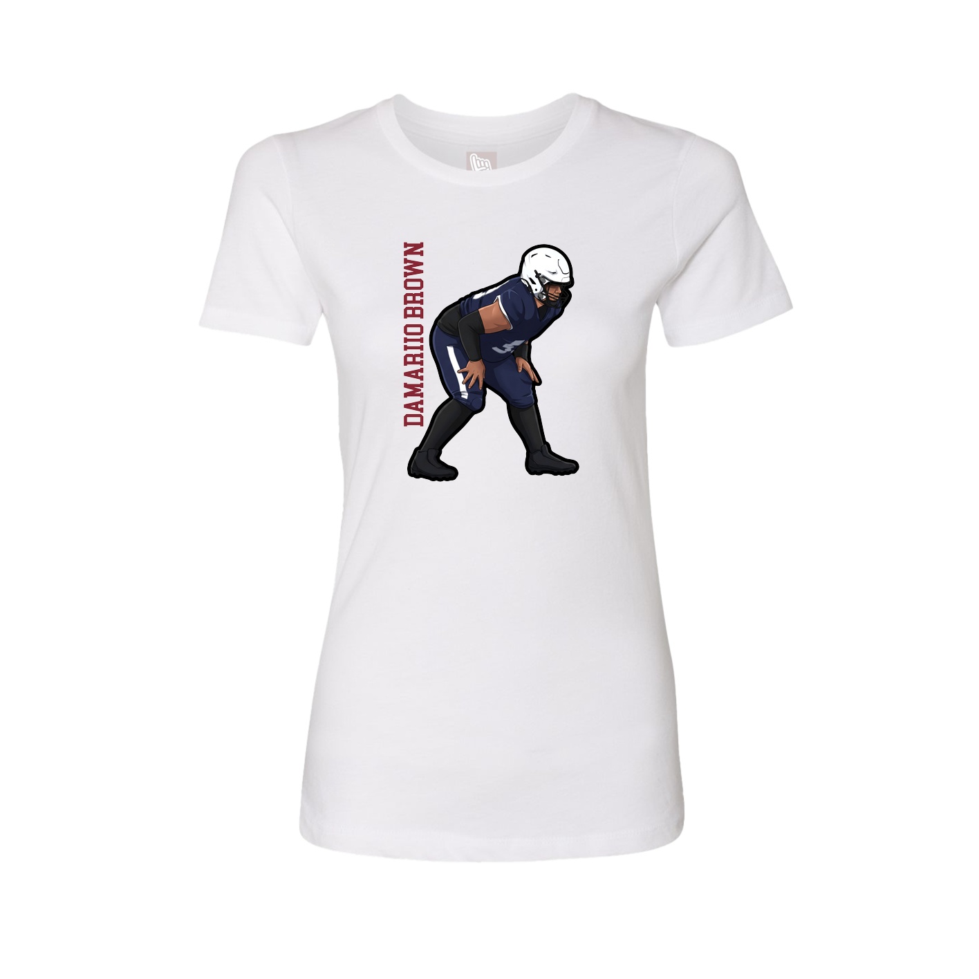 Fitted Women's Tee — Name Vertical in White