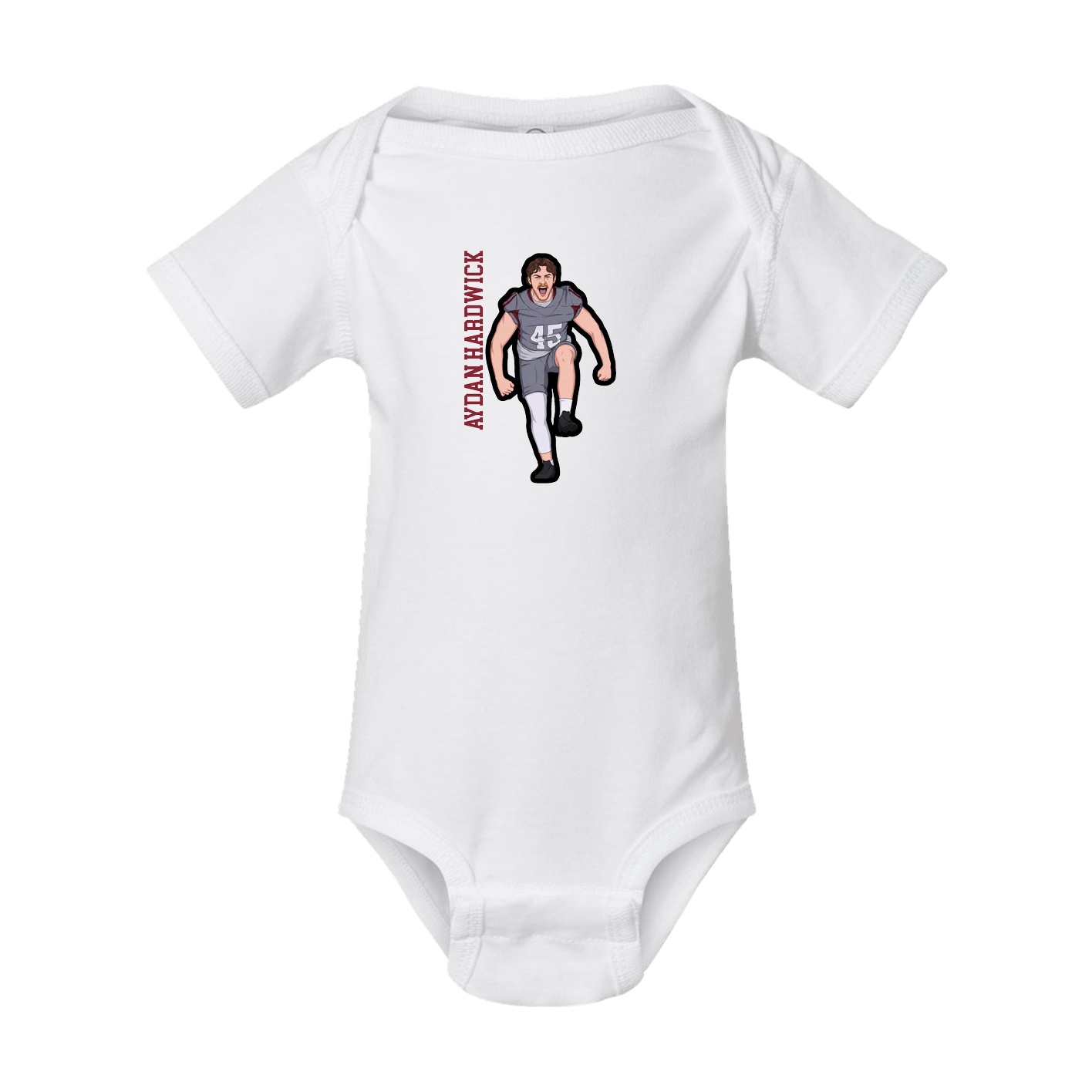 Baby Onesie — Name Vertical in White