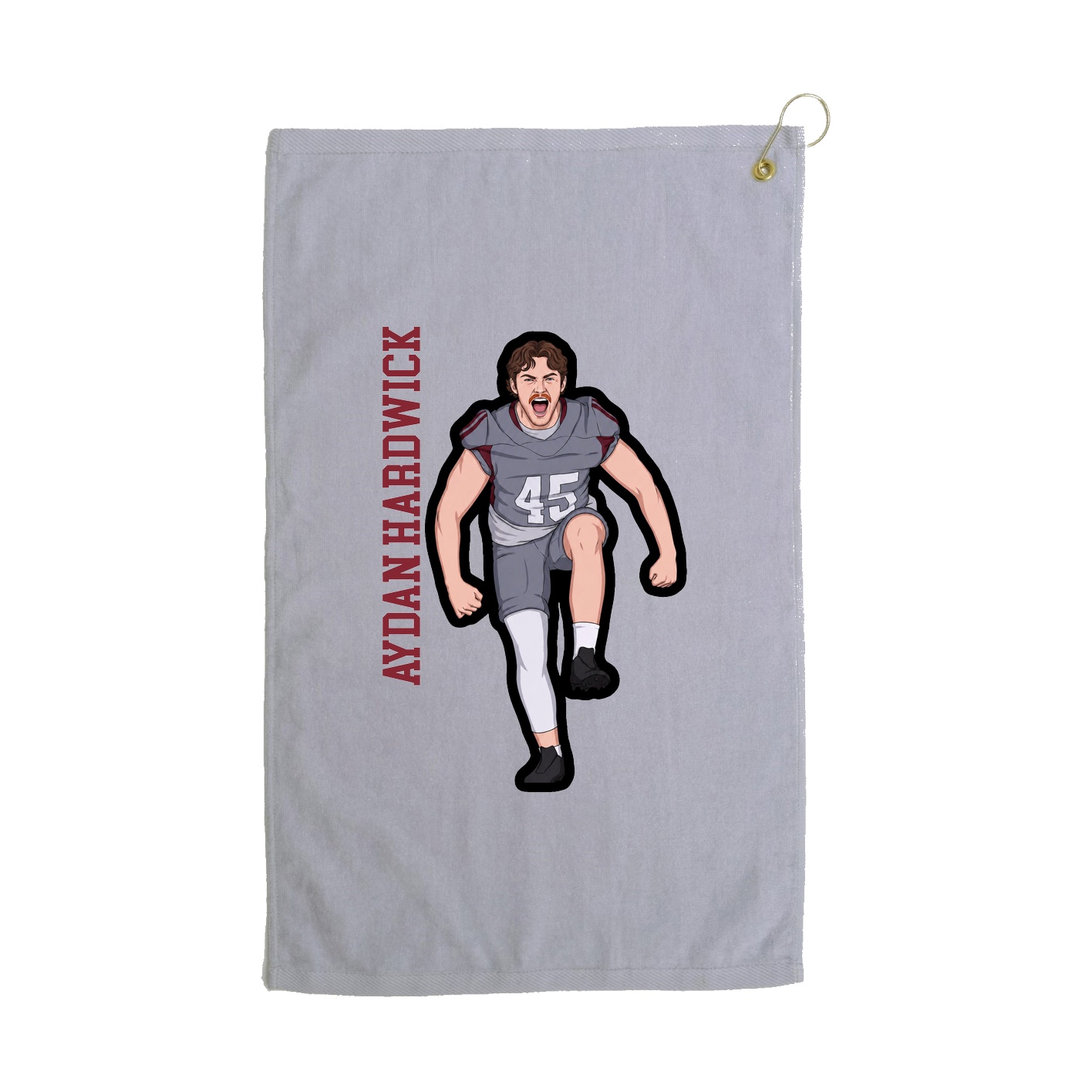 Golf Towel — Name Vertical in Grey