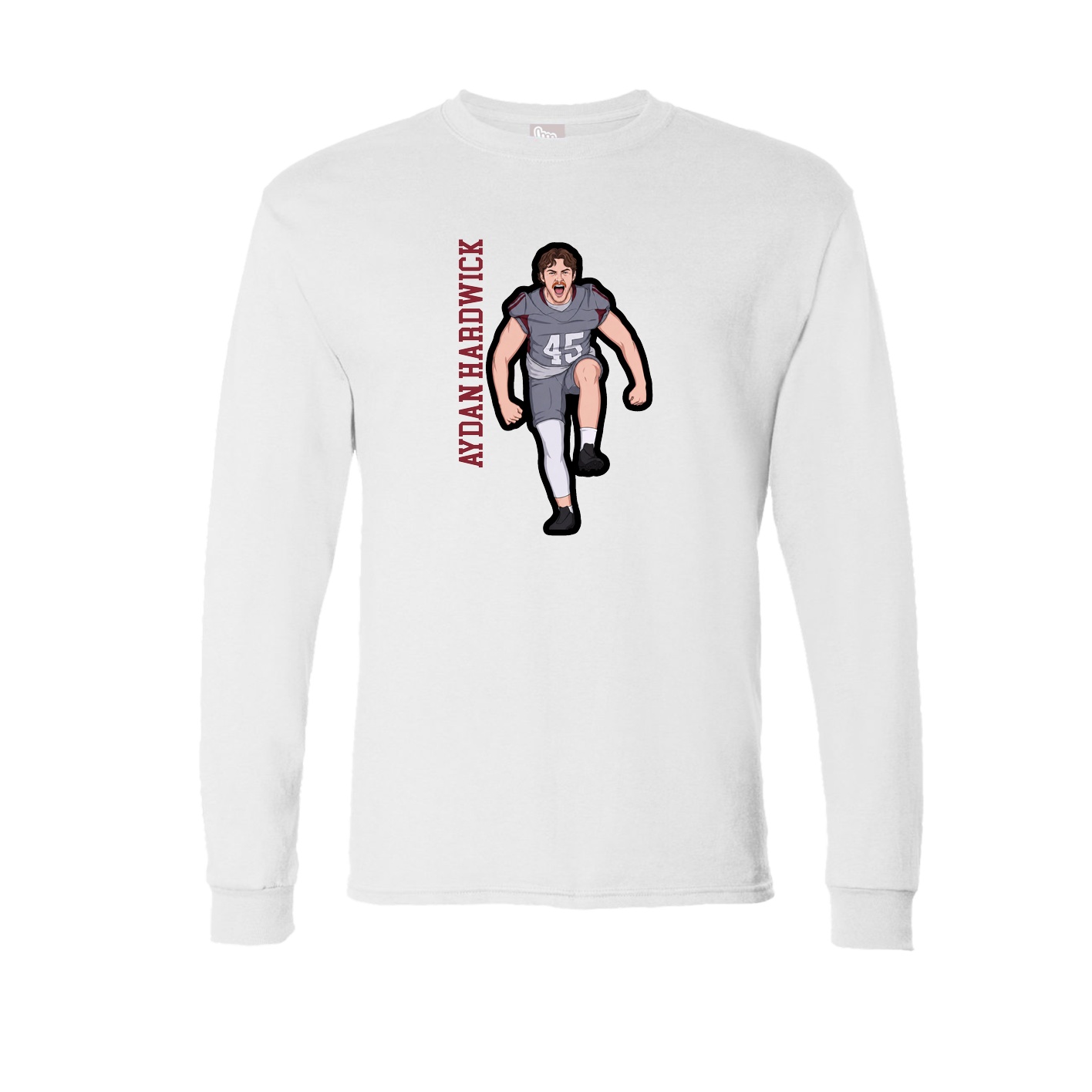 Long Sleeve Tee — Name Vertical in White
