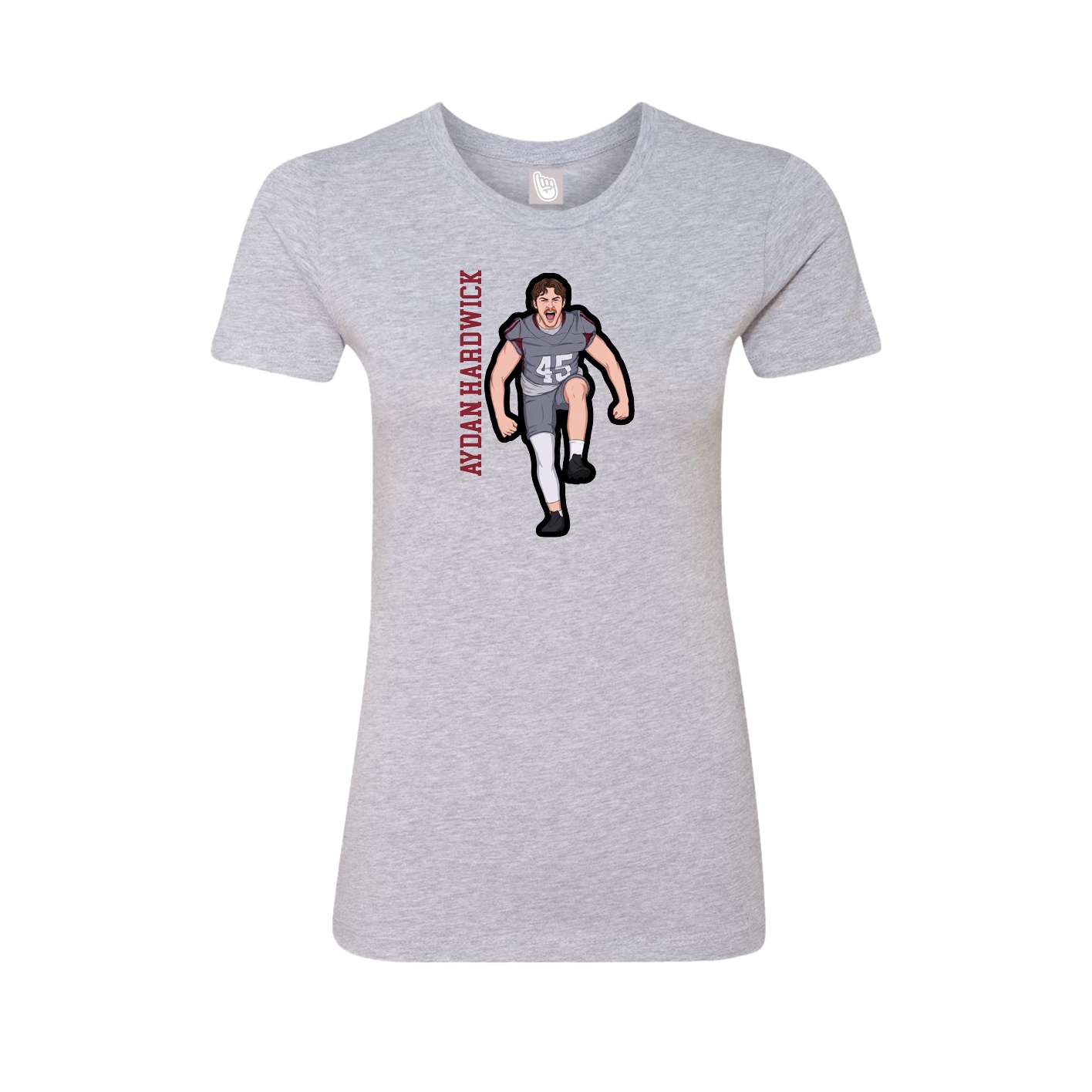Fitted Women's Tee — Name Vertical in Grey