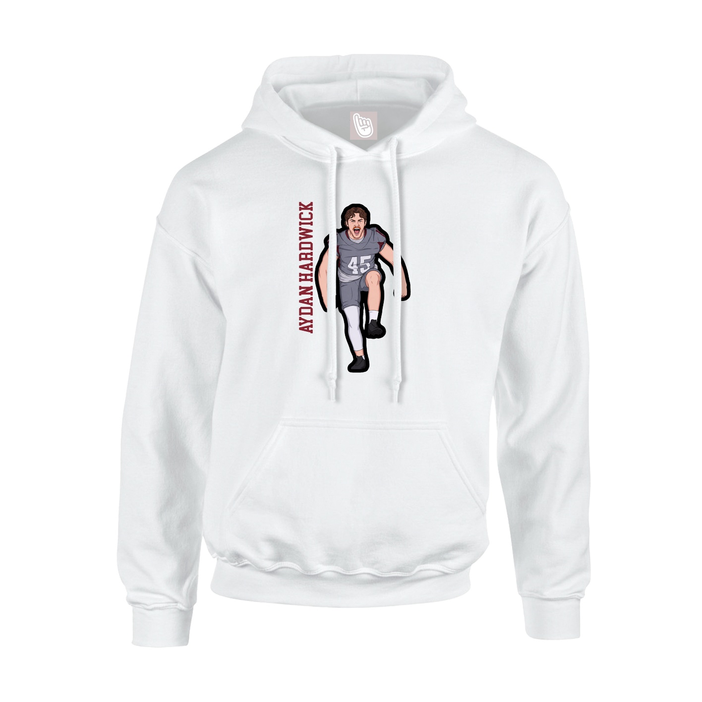 Youth Hoodie — Name Vertical in White