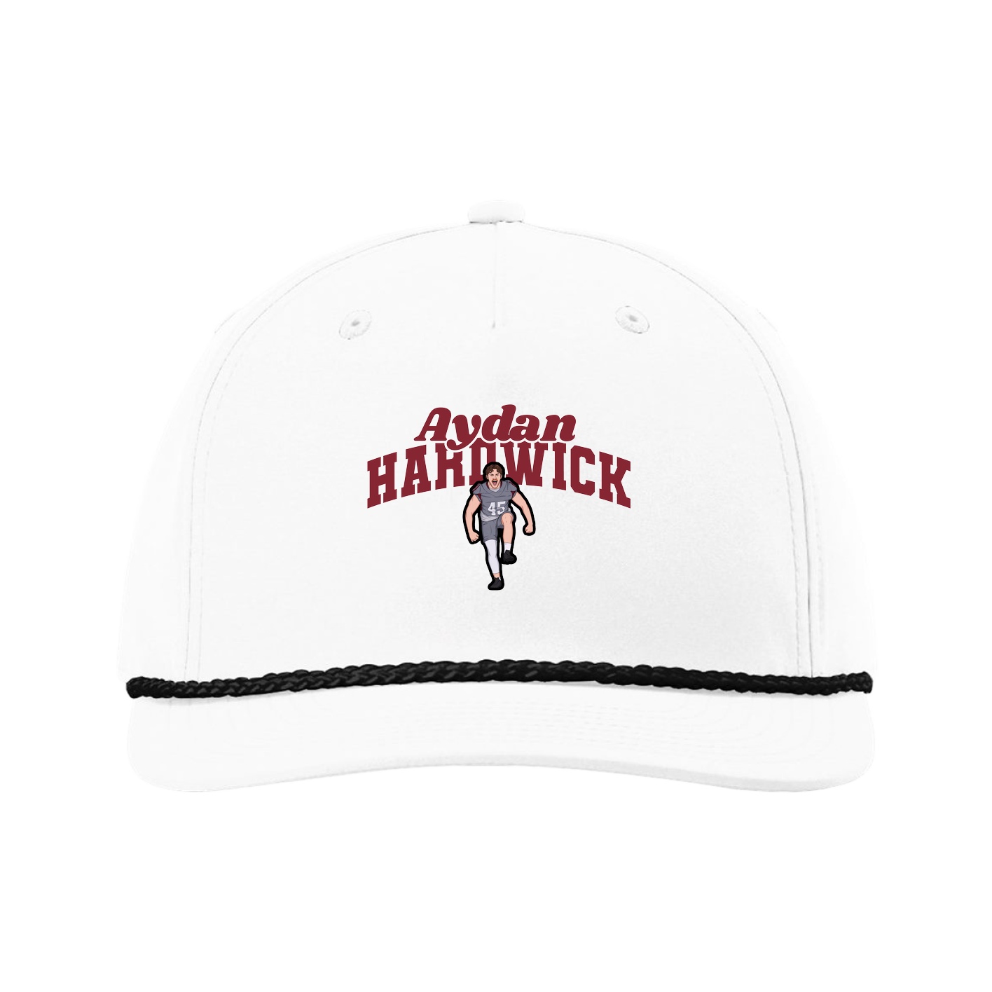 Five-Panel Classic Rope Cap — Signature Arch in White