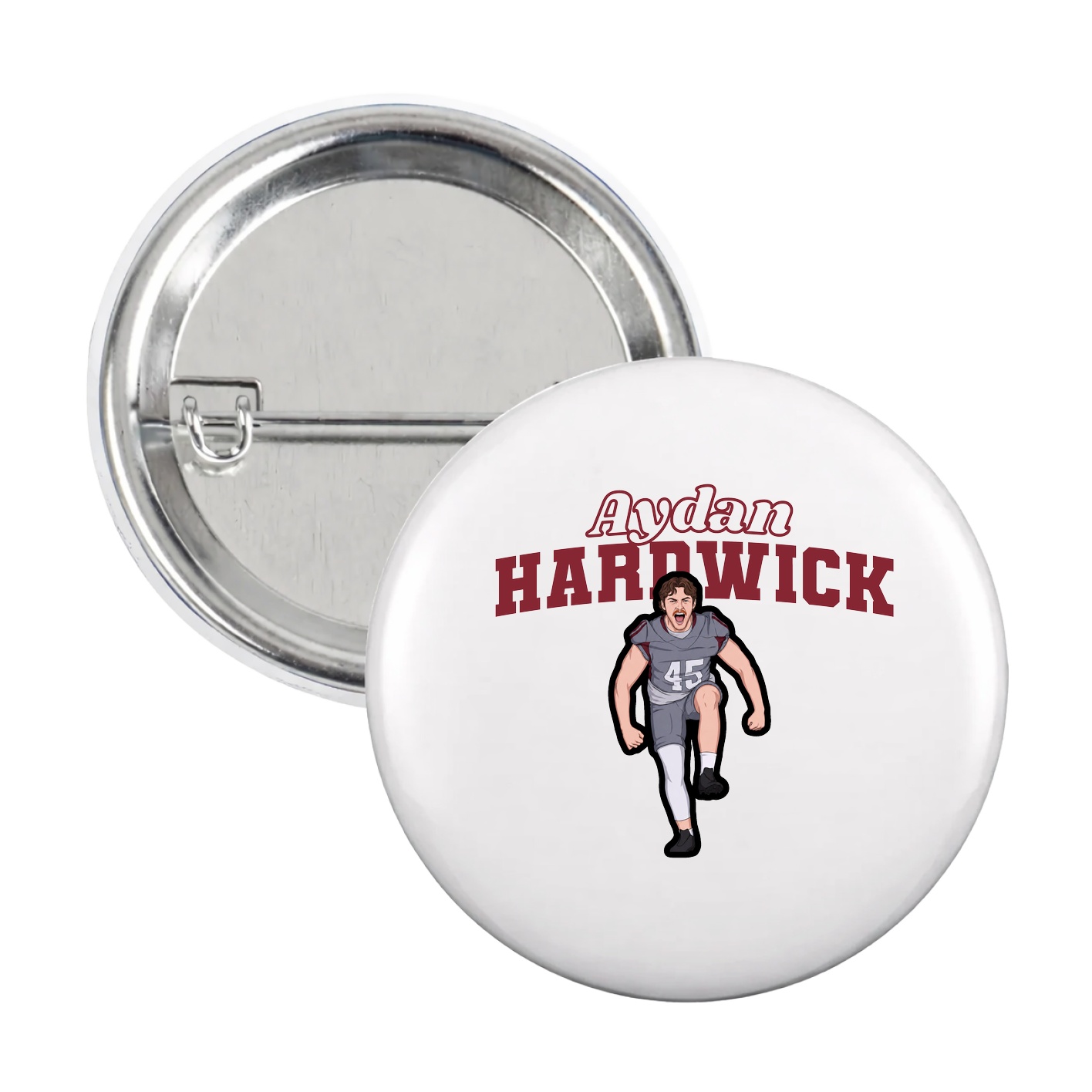 Game Day Button — Name Arch in White