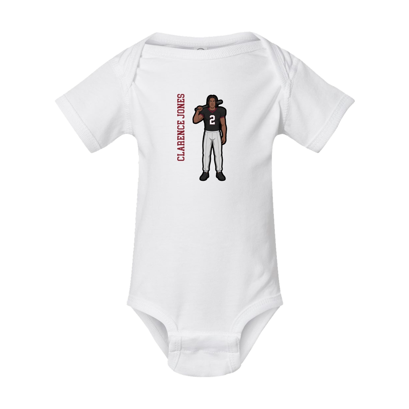 Baby Onesie — Name Vertical in White