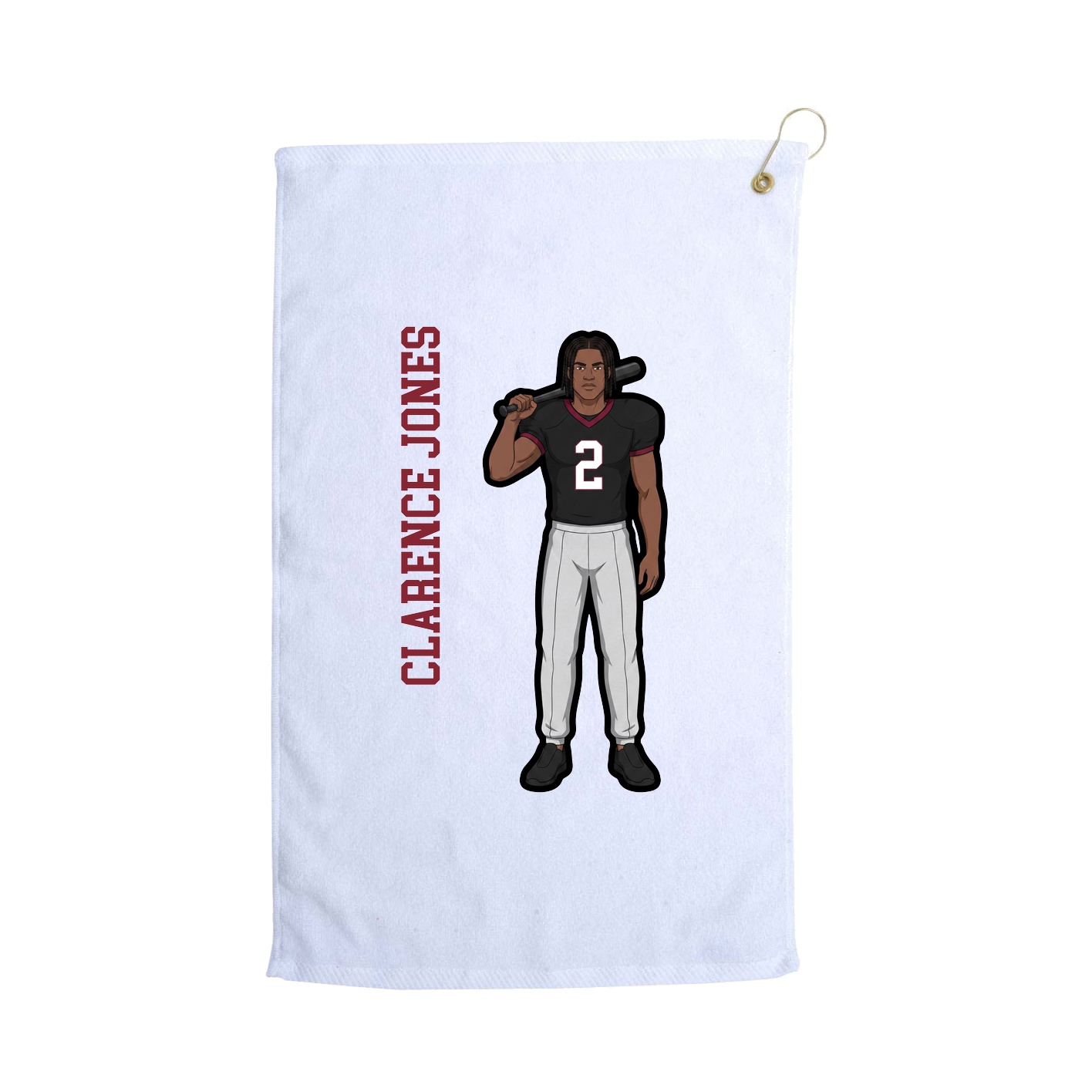 Golf Towel — Name Vertical in White