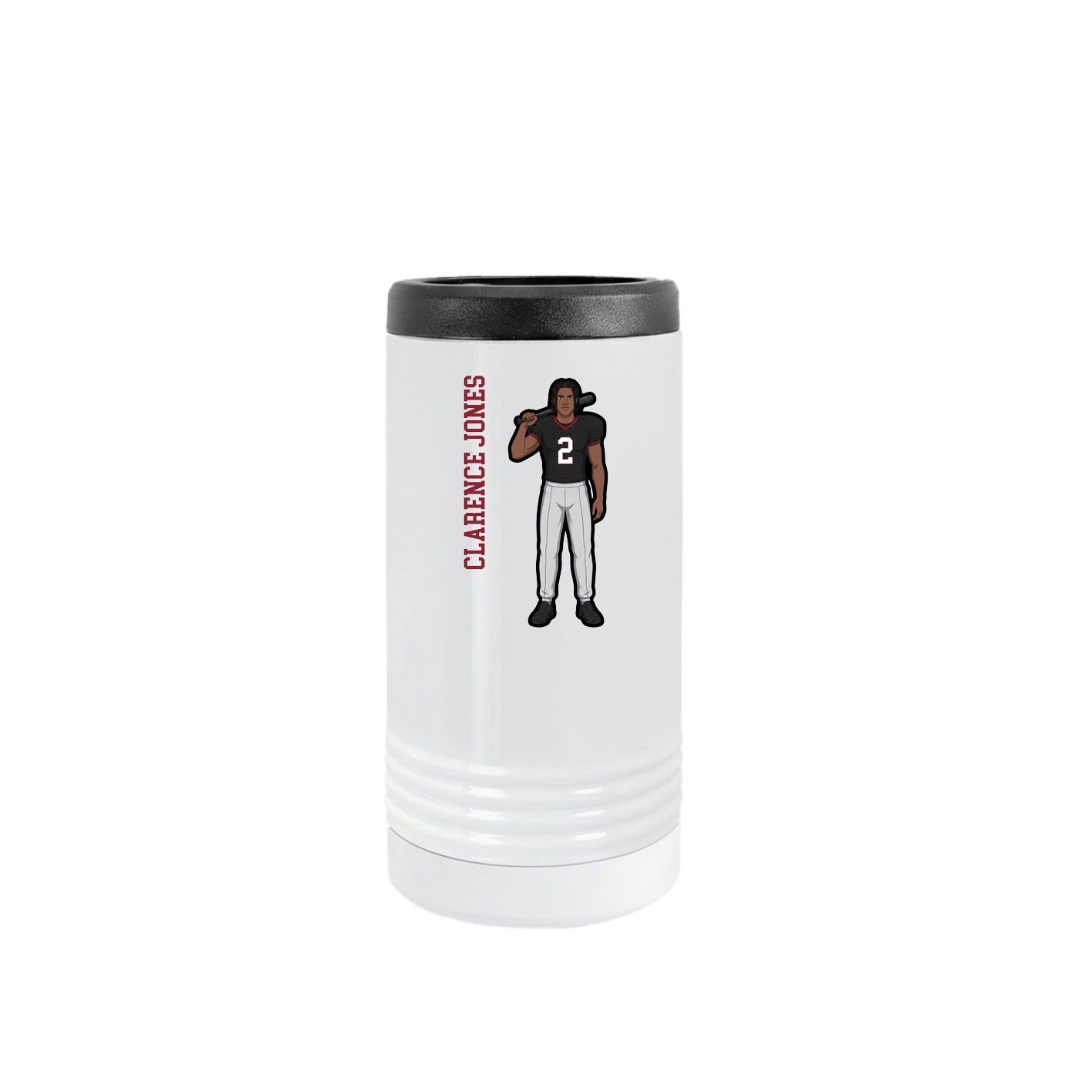 Slim Beverage Holder — Name Vertical in White