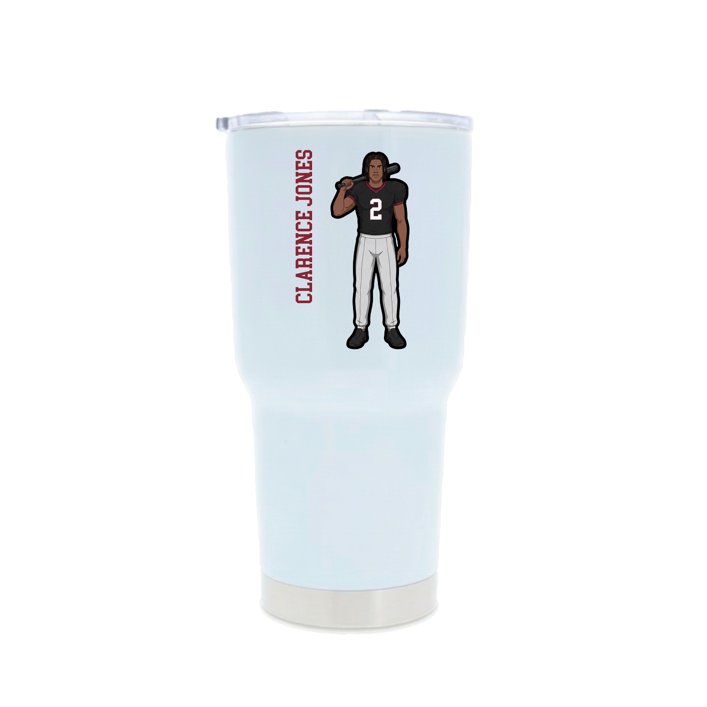 30oz Stainless Steel Tumbler — Name Vertical in White