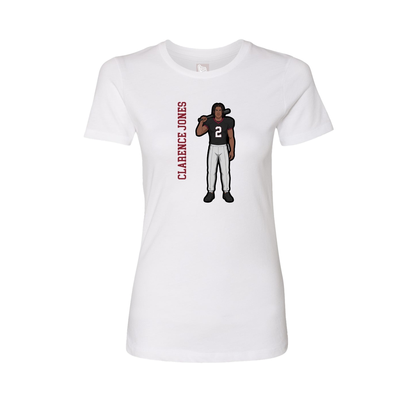 Fitted Women's Tee — Name Vertical in White