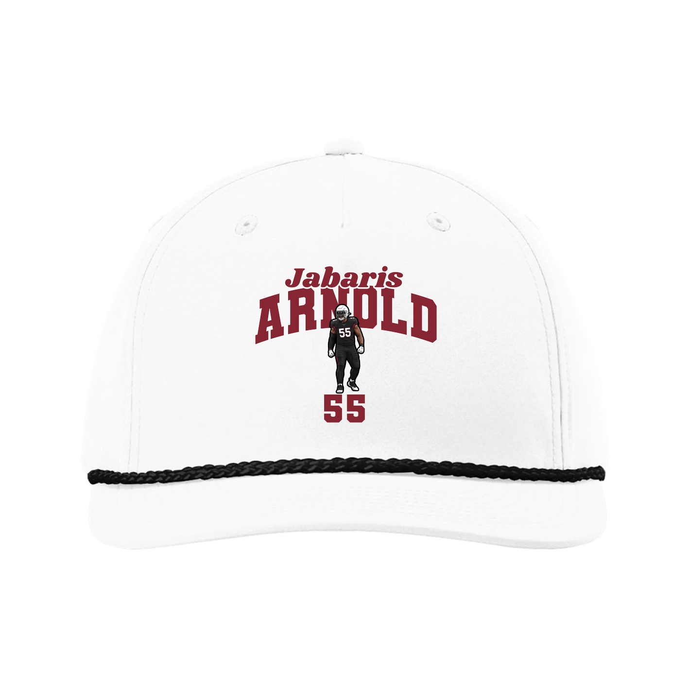 Five-Panel Classic Rope Cap — Signature Arch in White